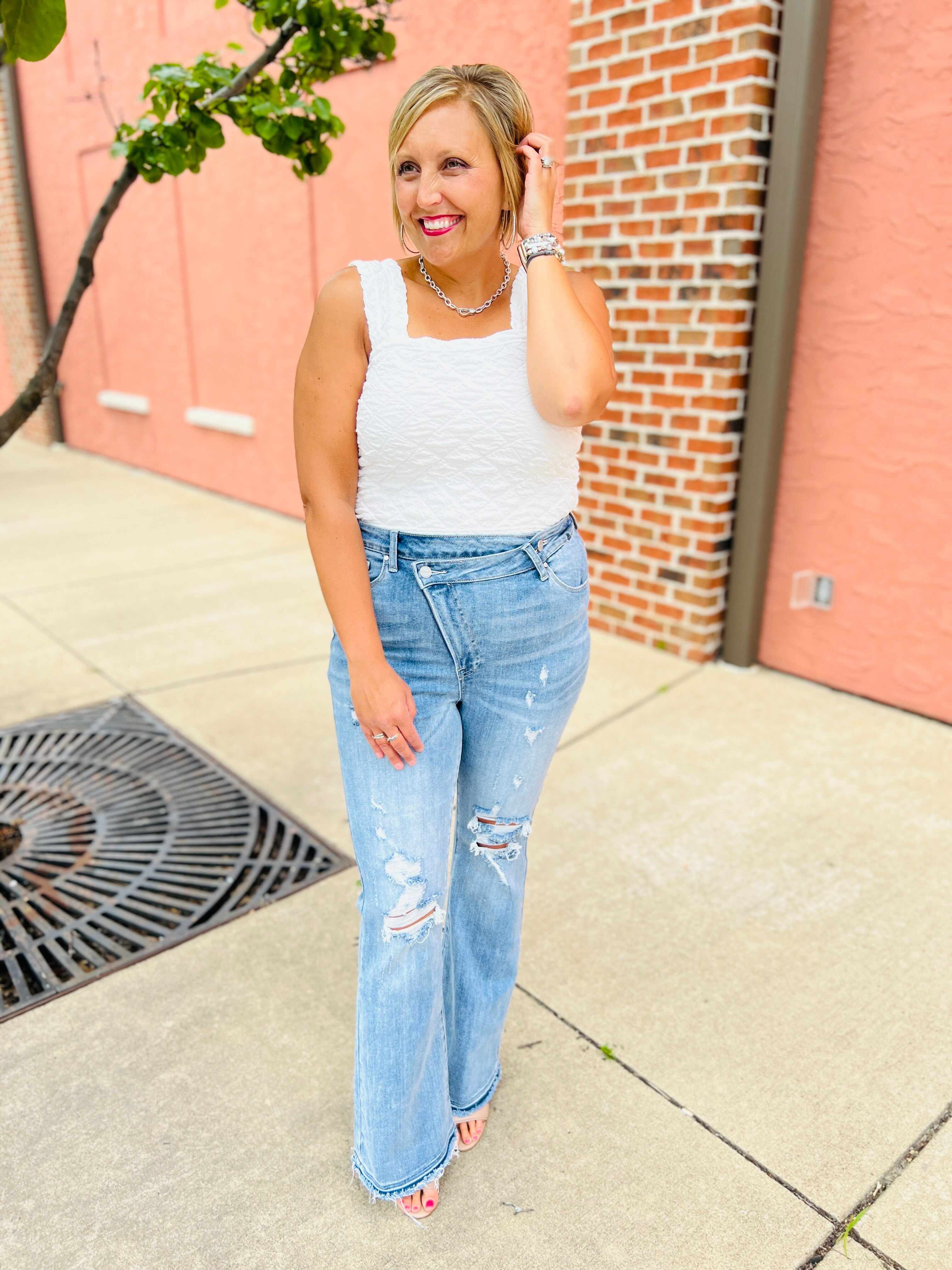 Risen Plus/Reg Make Them Stare Crossover Flare Jeans