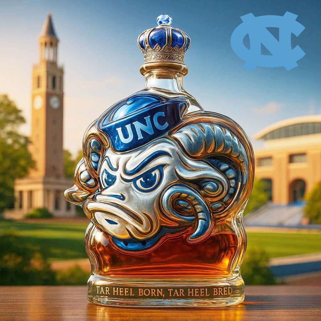 UNC Rameses Mascot Collection Whiskey Bottle