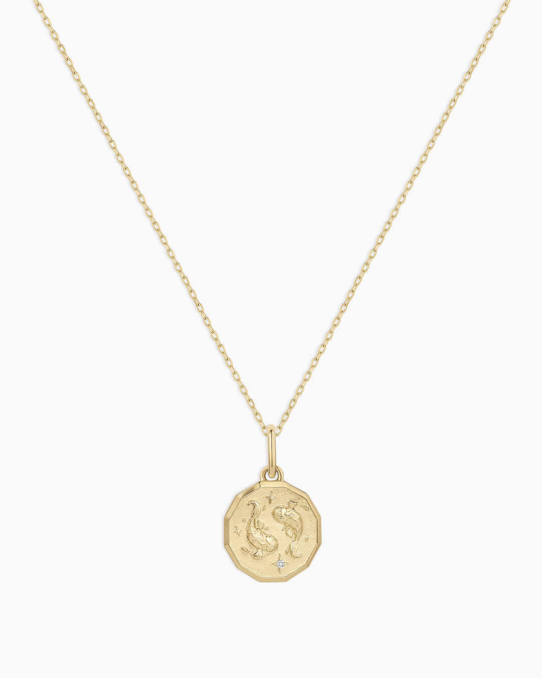Diamond Zodiac Coin Charm Necklace