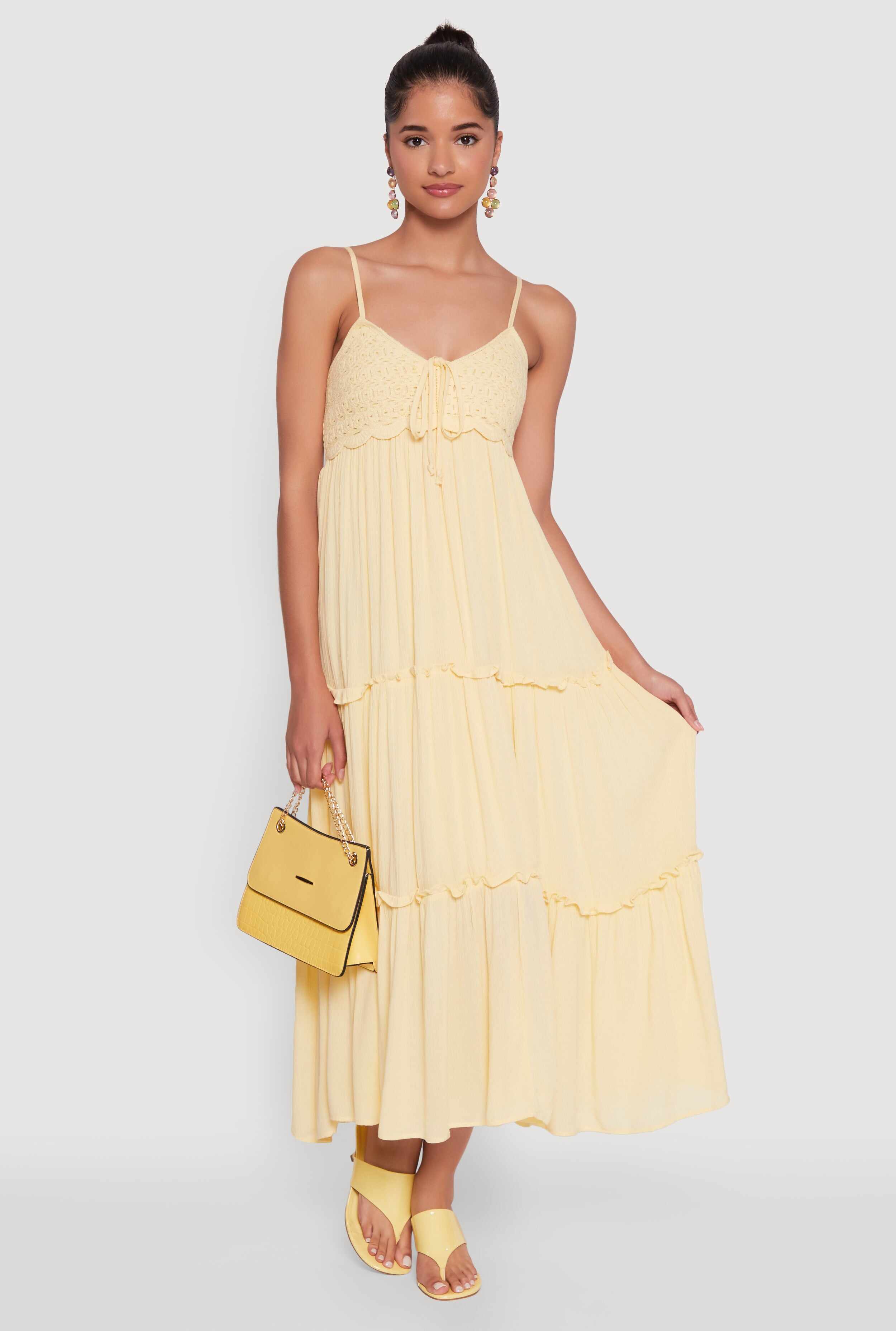 Haute Monde Crochet Detail Tiered Sundress