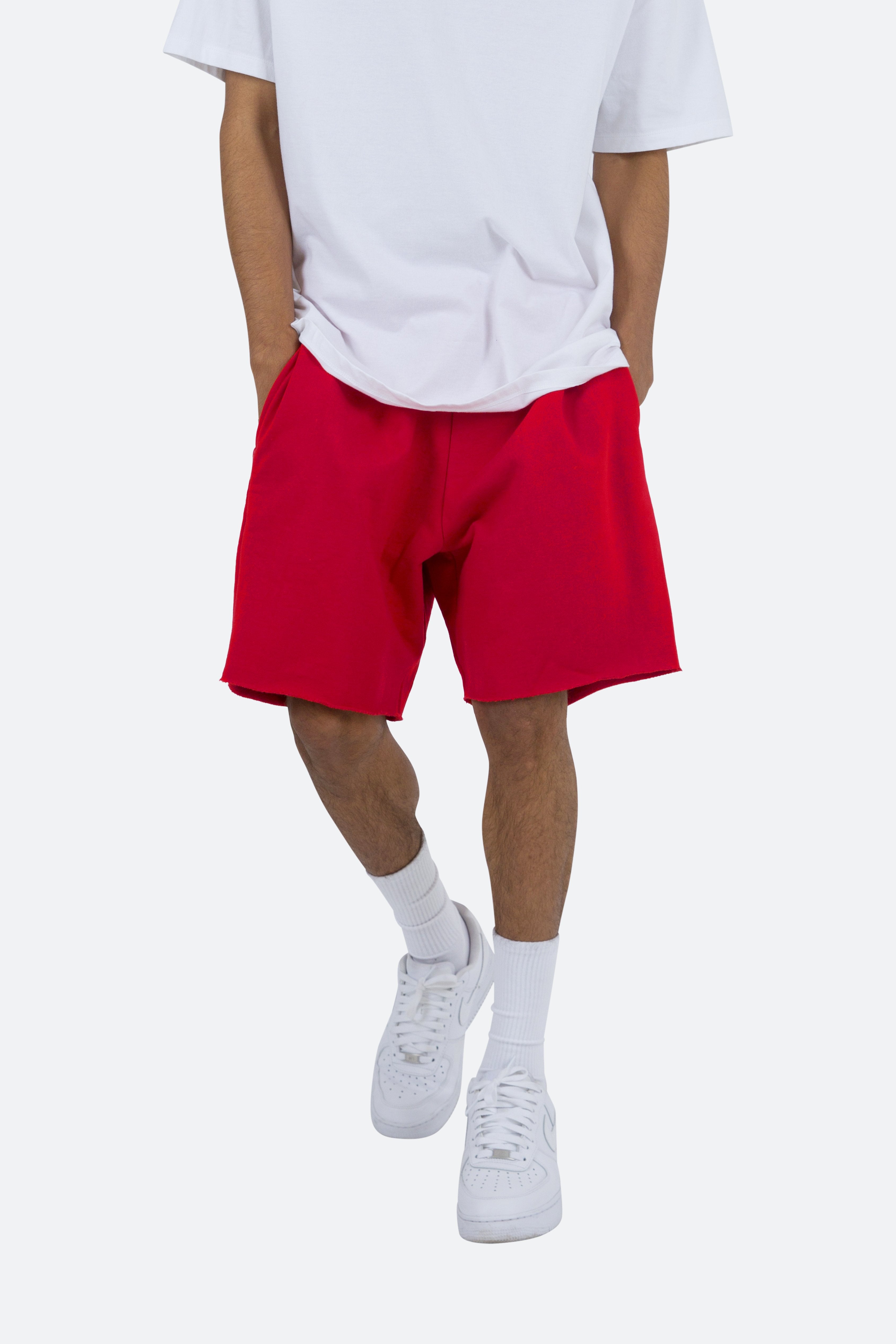 Raw Edge Sweatshorts - Red