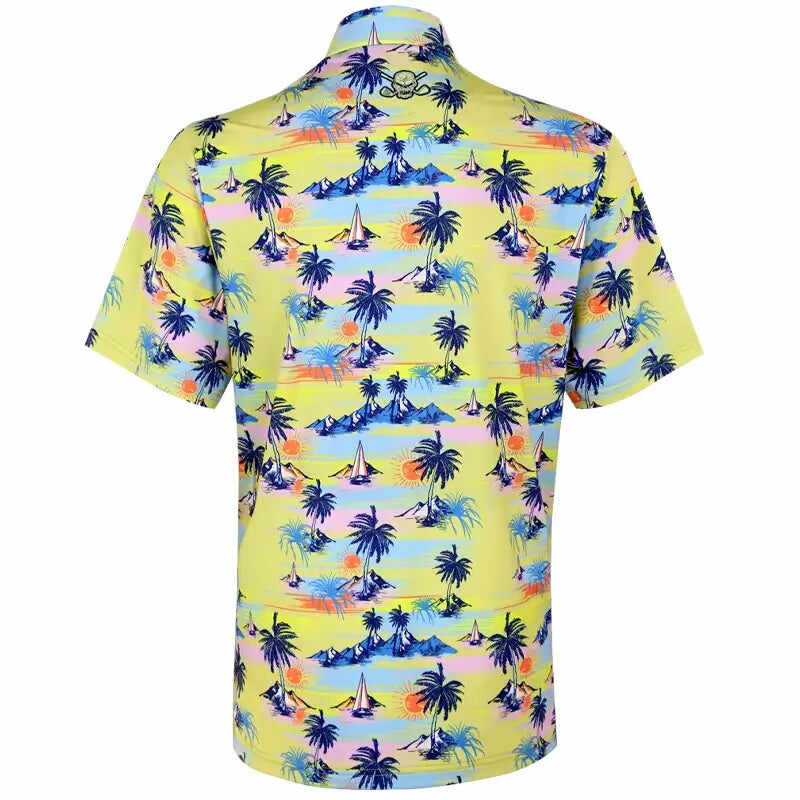 Vintage Hawaiian Men's Golf Shirt (Yellow)