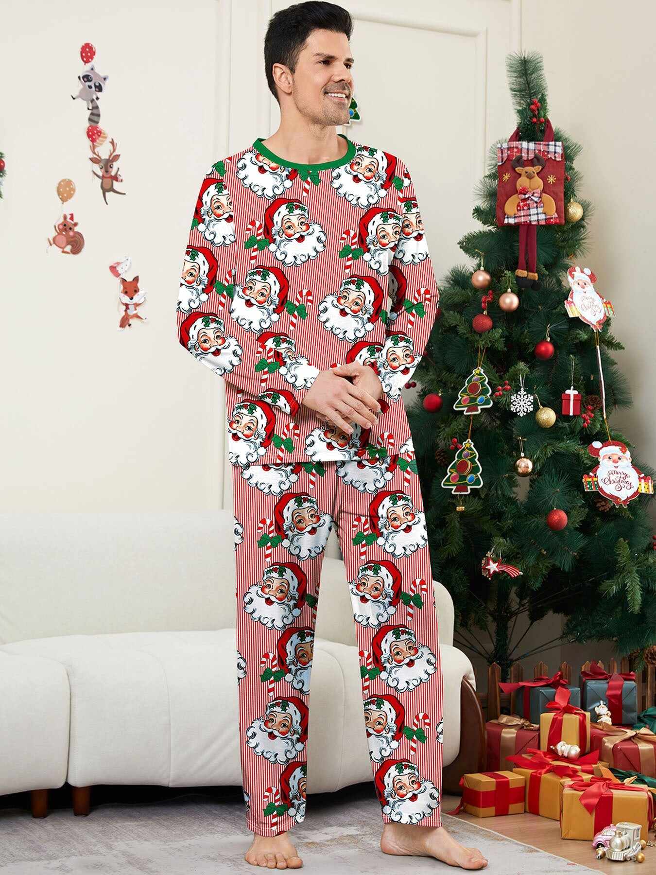 Family Christmas Pajamas Adult's Kid's Xmas Christmas Pattern Matching Set