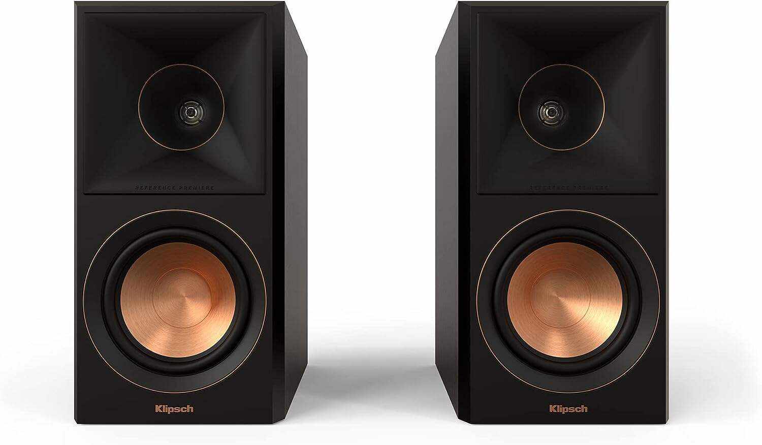 Klipsch Reference Premiere RP-500M II Bookshelf Speaker Pair with Larger 90° x 90° Hybrid Tractrix® Horn, 1” Tweeter, 5.25” Cerametallic Woofers for Room-Filling Home Theater Sound in Walnut