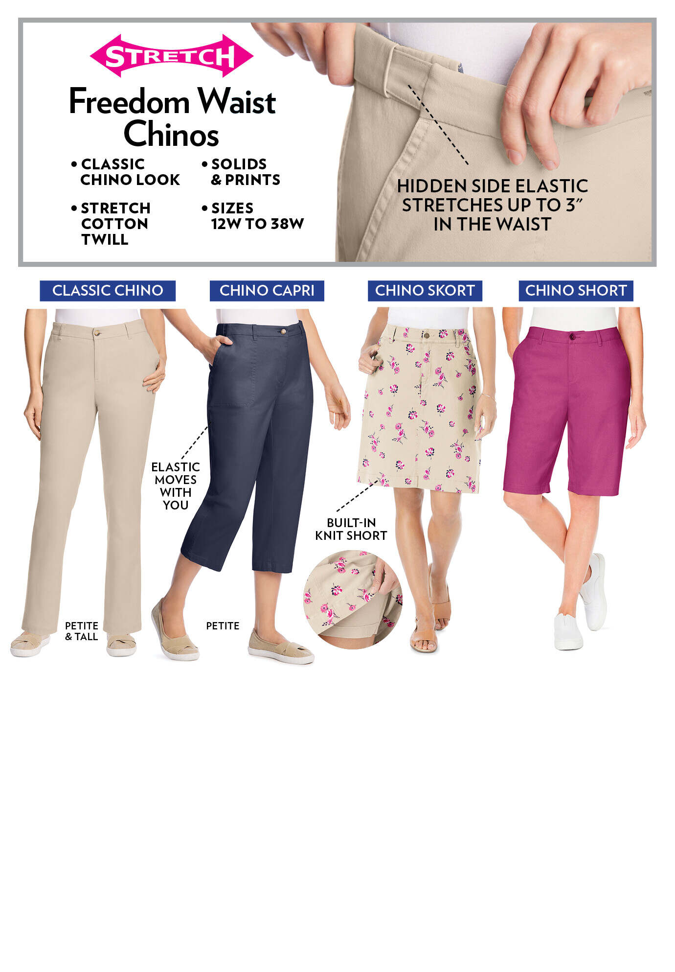 Freedom Waist Chino Capri