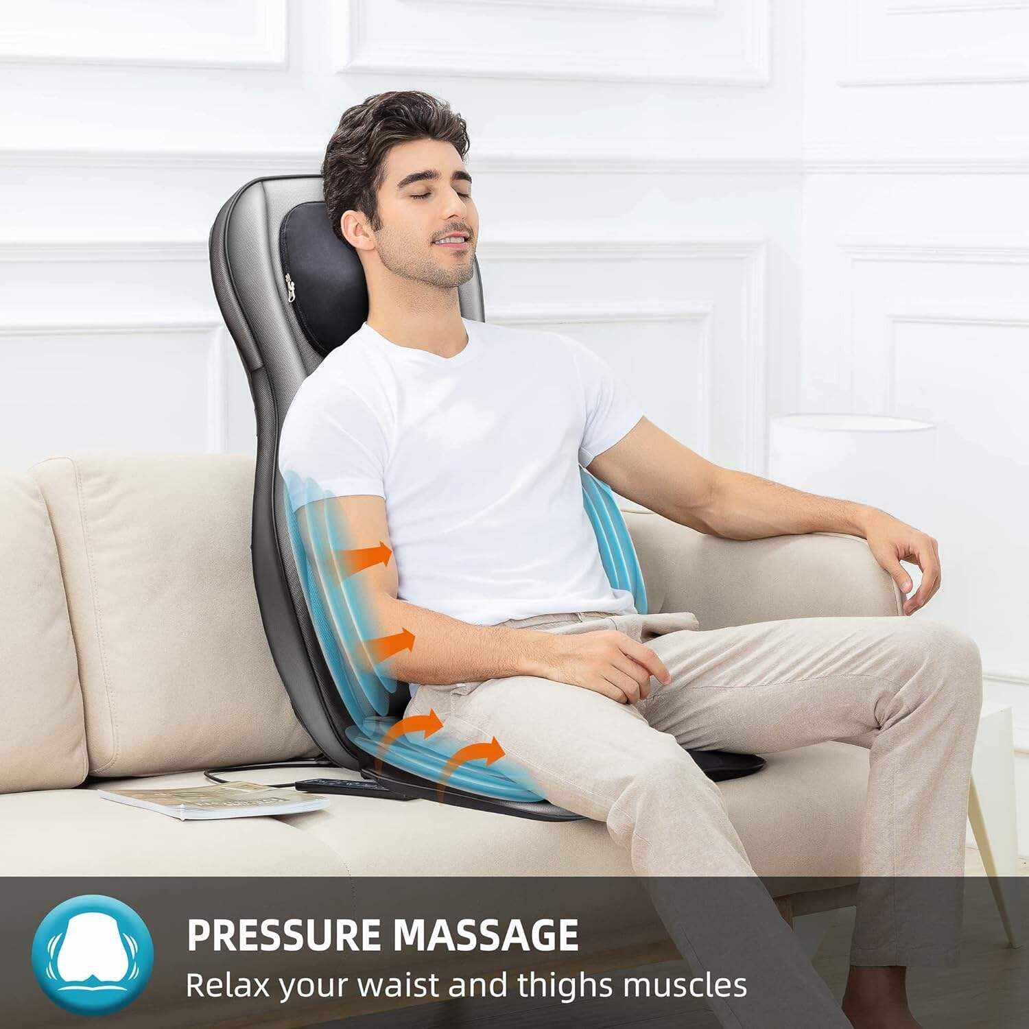 COMFIER Shiatsu Neck Back Massager with Heat and Compression, App Control 2D or 3D Deep Tissue Kneading Massage Chair Pad, Chair Massager for Full Body Pain Relief, Ideal Gifts,Grey