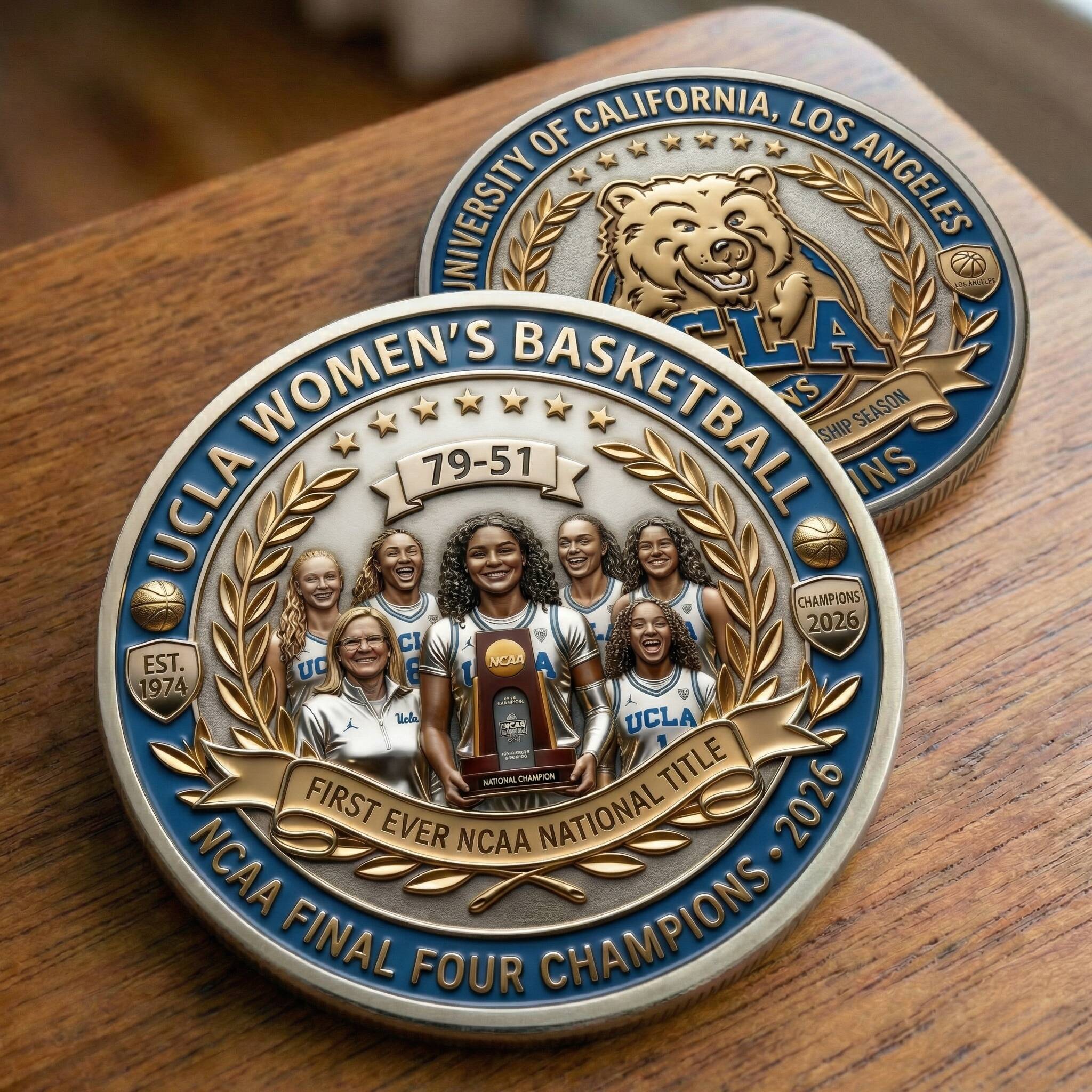 🏆 UCLA Women's Basketball: Historic First NCAA Title – Commemorative Coin 💙