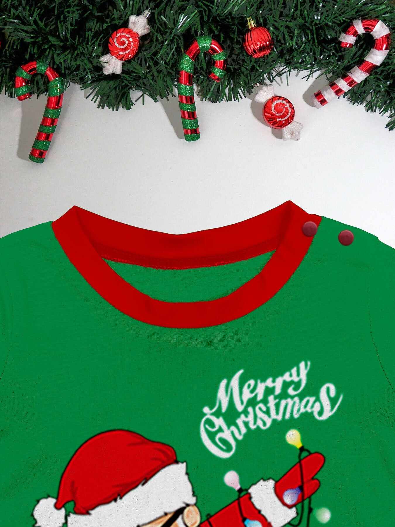 Green Dabbing Santa Family Matching Pajamas Pjs