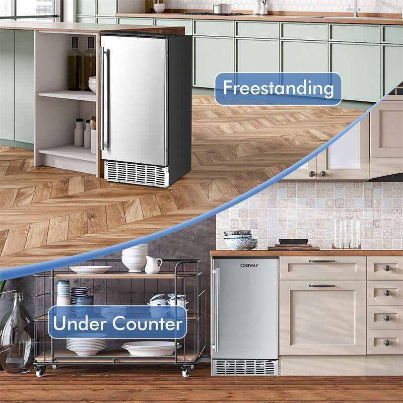 80 lbs/24H Commercial Undercounter Ice Maker Built-in & Freestanding Ice Cube Machine with Drain Pump & 25 lbs Capacity Ice Bin