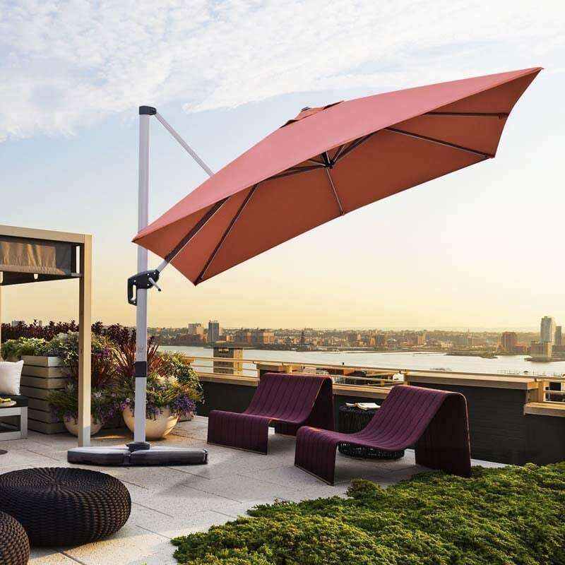10 Ft Square Offset Patio Cantilever Umbrella with 360 Degree Tilt