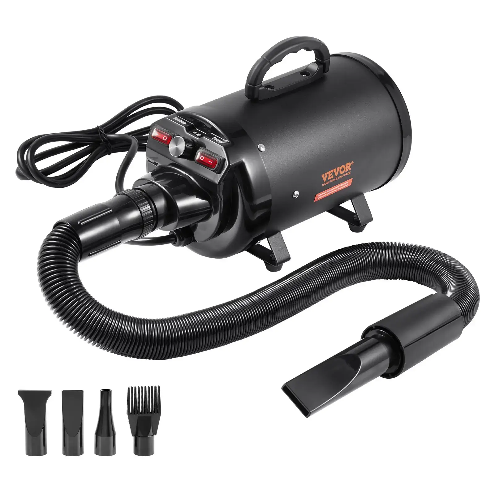 Portable 2000W Pet Dog Blow Dryer, 2.7HP Adjustable Speed & Temperature Control Pet Grooming Dryer with 4 Nozzles & Extendable Hose, Ideal Holiday Gift for Dog Owners