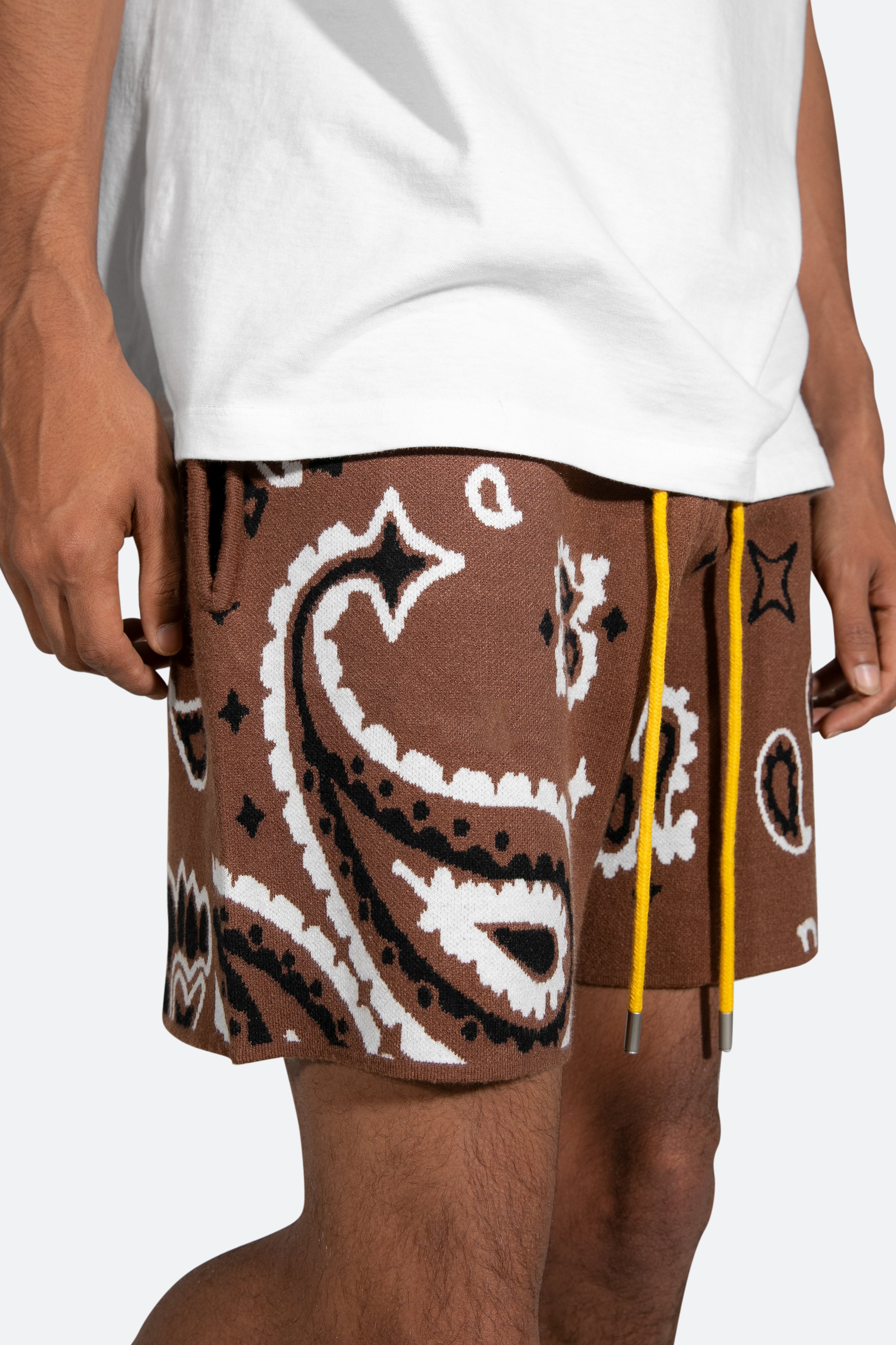 Paisley Knit Shorts - Brown