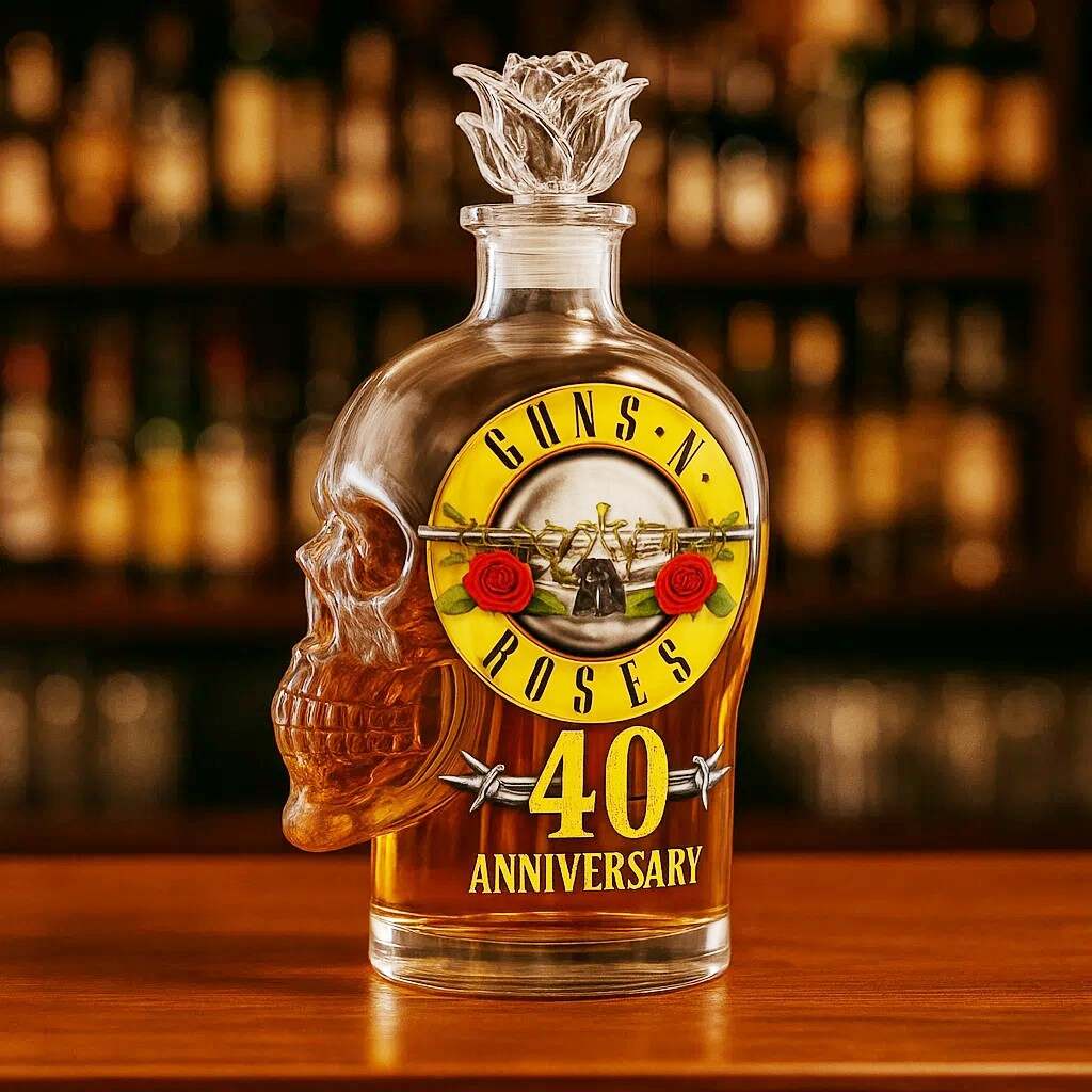 Guns N' Roses 40th Anniversary Whiskey bottle