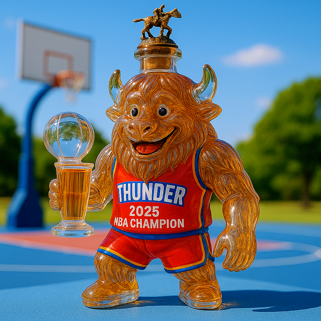Thunder 2025 NBA Champion Whiskey Bottle