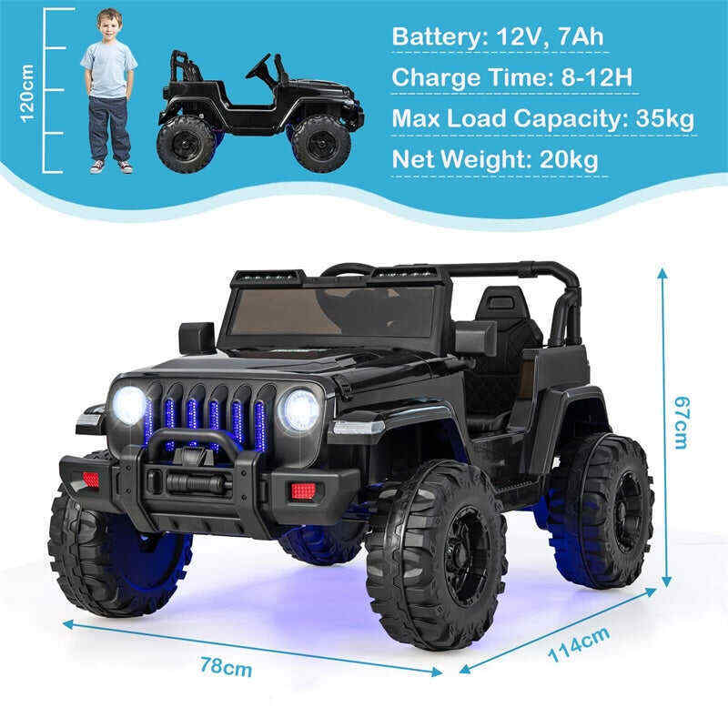 12V Kids Ride-on Jeep Car Battery Powered Electric Truck with Parental Remote Control