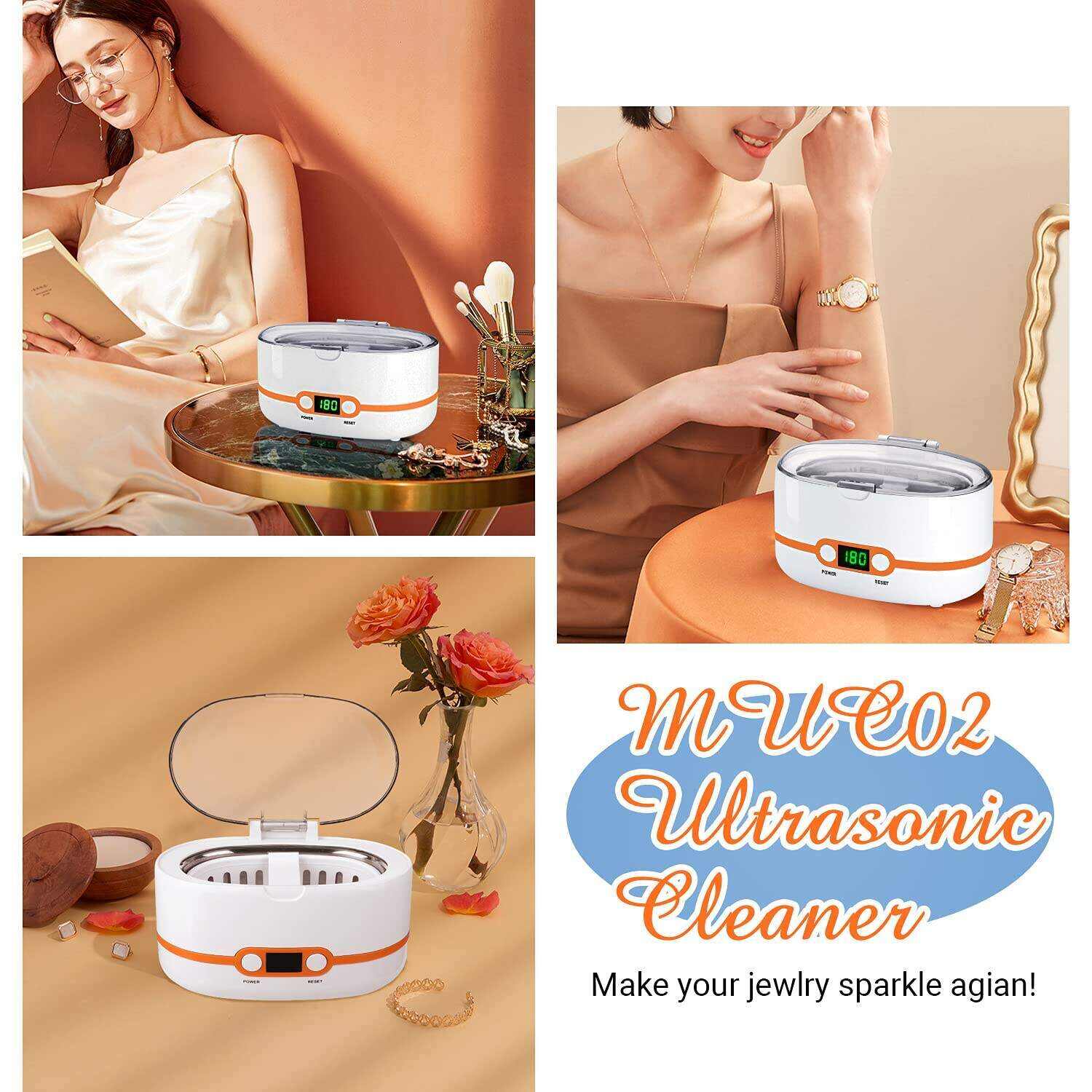 Ultrasonic Cleaner, Professional Ultrasonic Jewelry Cleaner 20oz (600ml), with Five-Digit Timer - MUC02