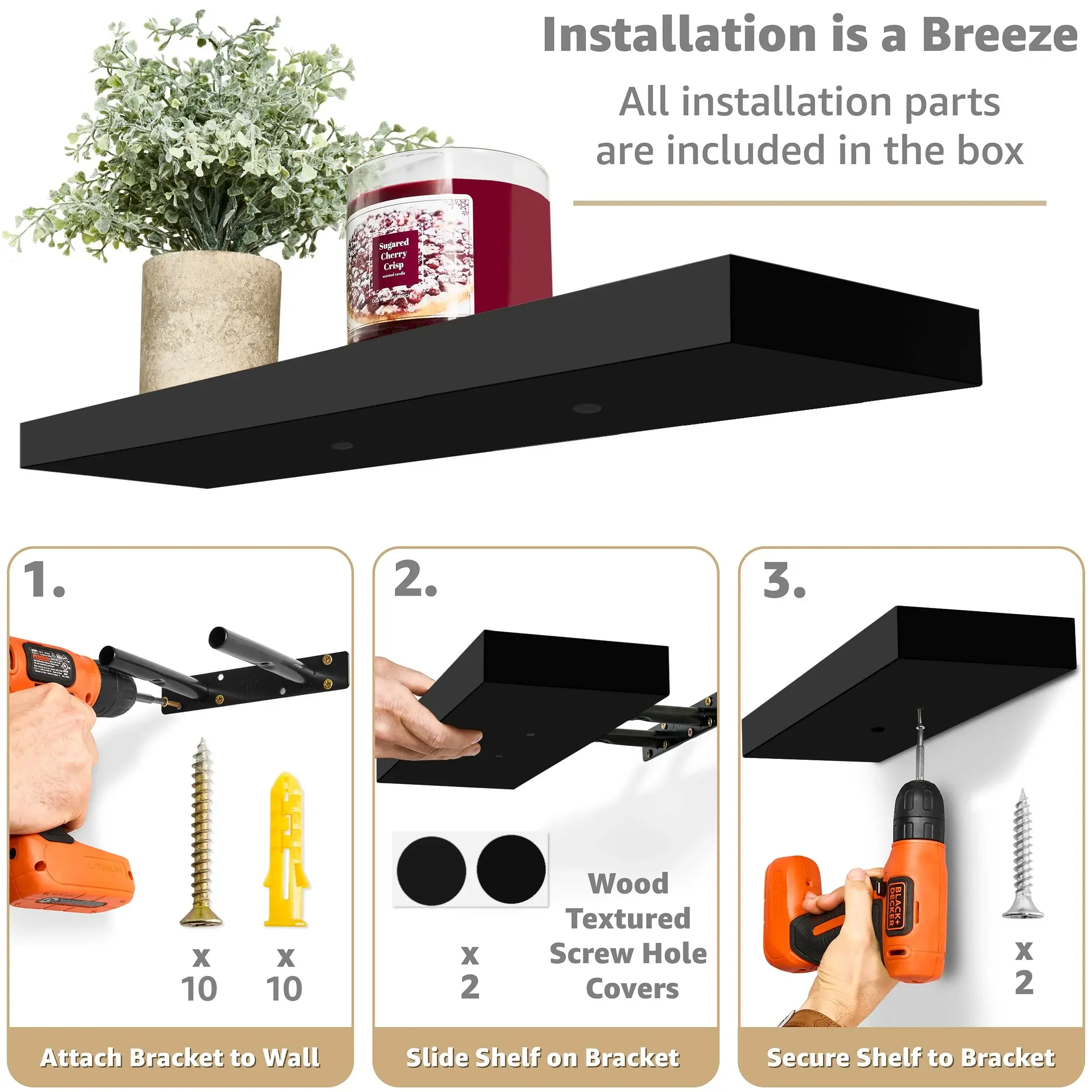 Sorbus Floating Wall Shelves Wall Mounted (4 Pack)