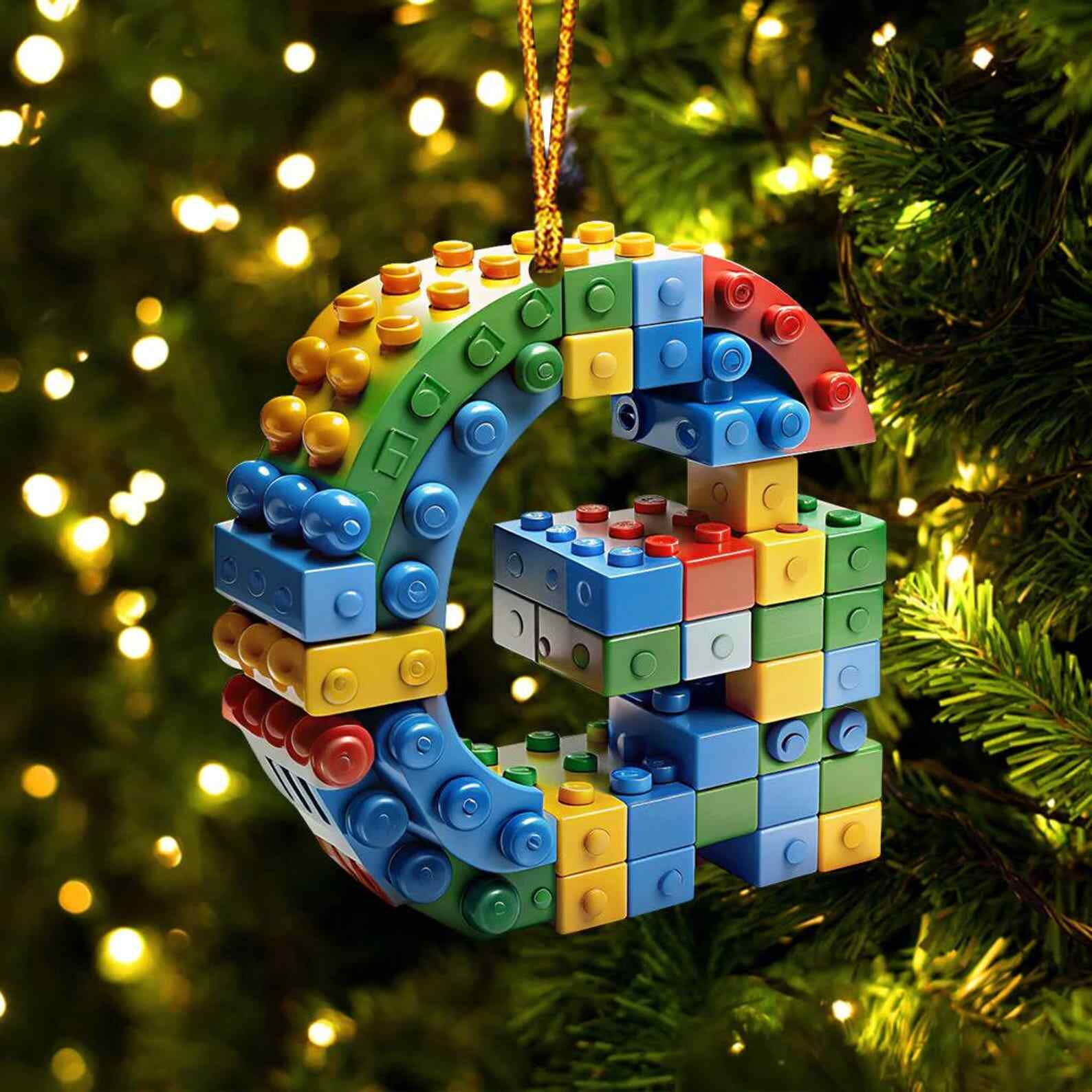 Building Brick Letter Ornament
