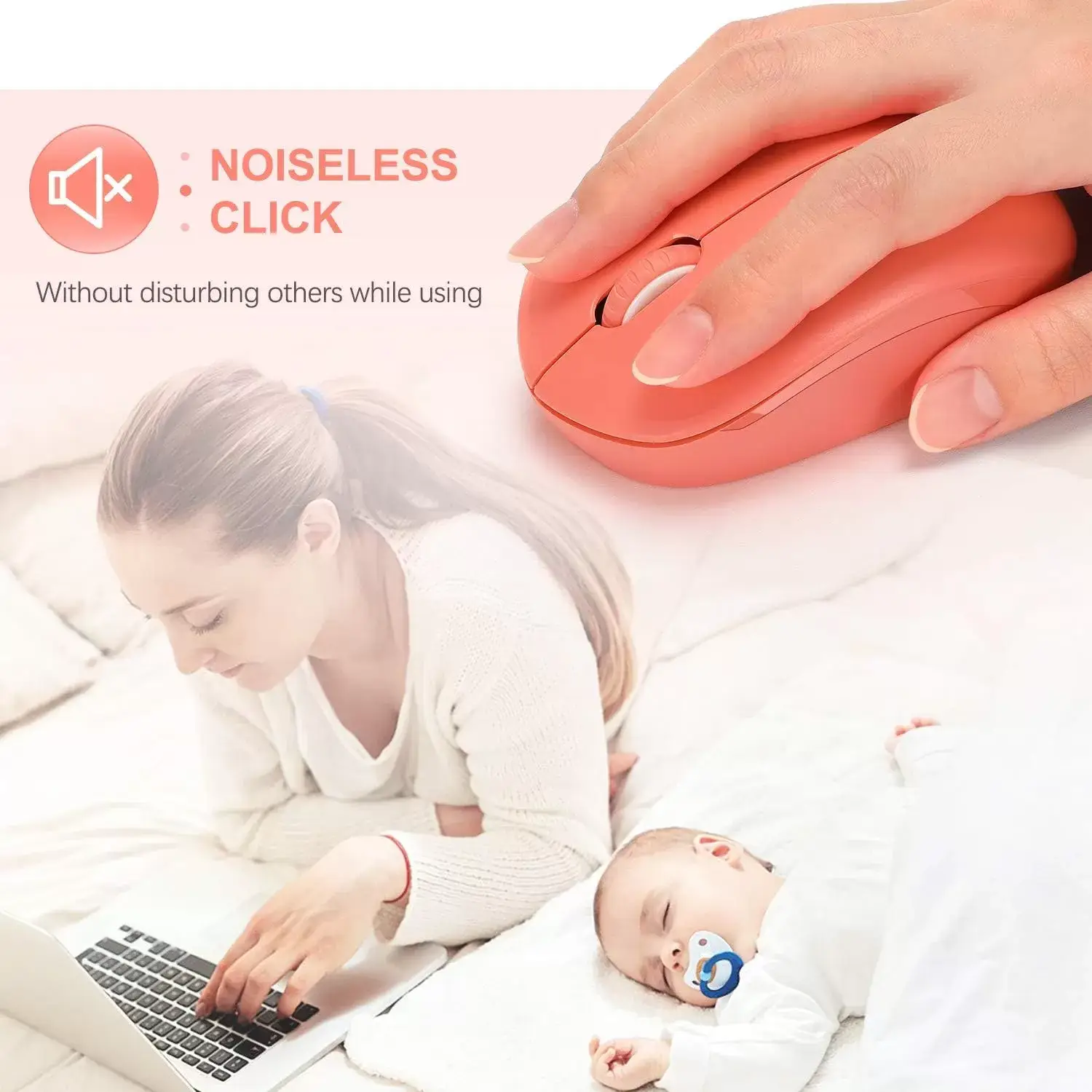 seenda Wireless Mouse, 2.4G Noiseless Mouse with USB Receiver - Portable Computer Mice for PC, Tablet, Laptop with Windows System - Mint Green