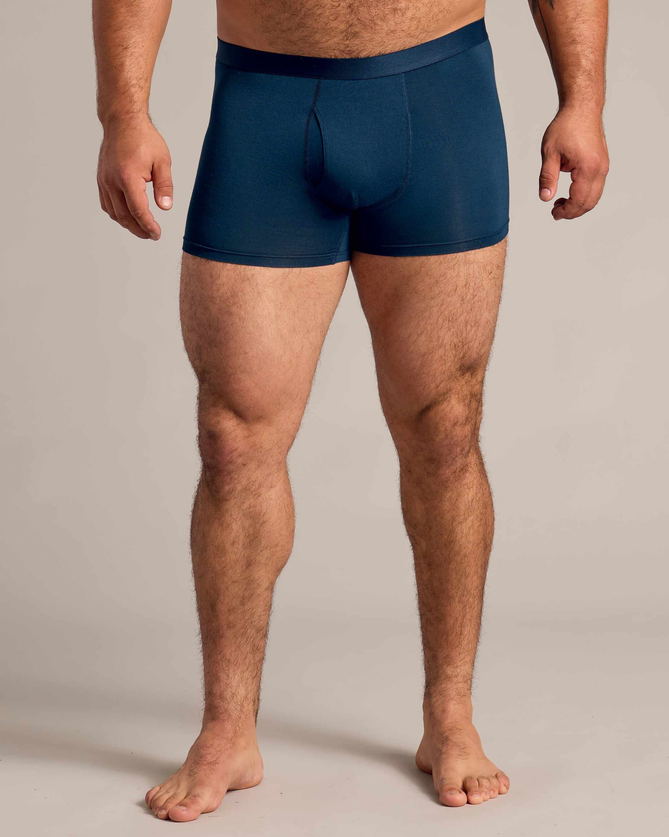 Navy Boxer Trunks W/ Fly 3-Pack