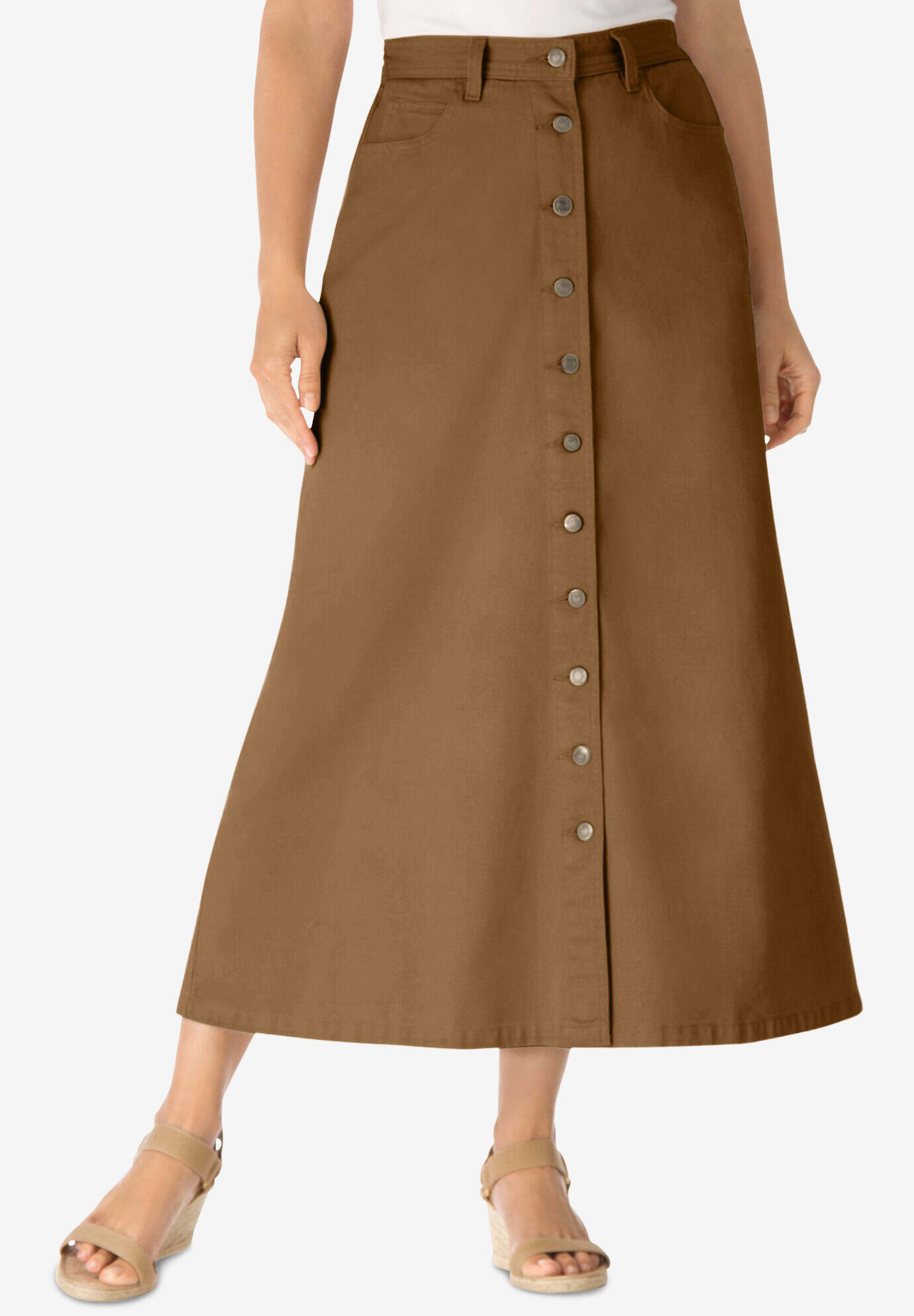 Perfect Cotton Button Front Skirt