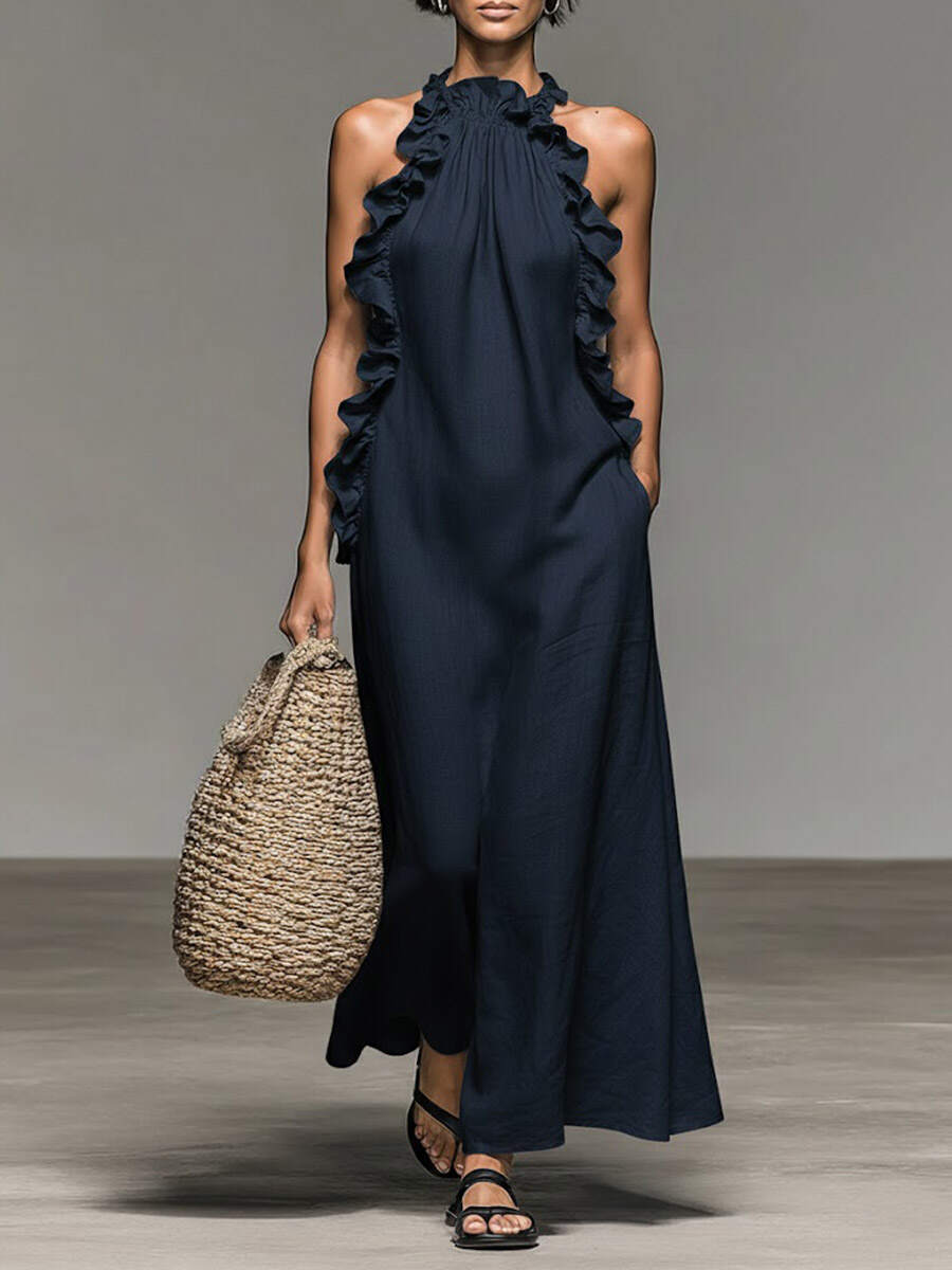 🔥Summer Arrivals🌟Women's Stand-up Collar Sleeveless Casual Loose Cotton And Linen Dress
