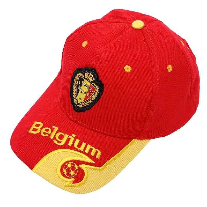 Belgium Inspired Football Fan Baseball Cap, Red & Yellow Casual Sports Hat