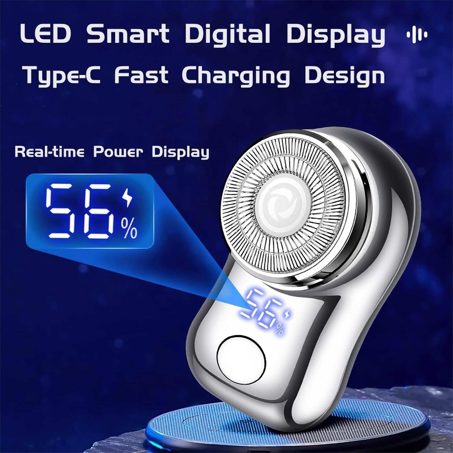 Mini Electric Shaver, Portable Powerful Storm Razor for Men Women, USB C Rechargeable, Battery Power Display, Lightweight Razor for Travel Office Business Trip