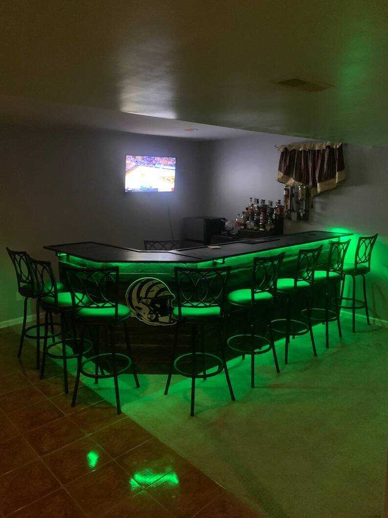 L Diagonal Shaped Home Bar-Indoor or Outdoor Use-Wood Bar-Home Bar-Mancave Bar-Custom Bar-Indoor Bar-Outdoor Bar-