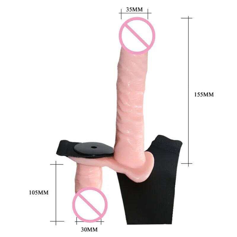 Double Penis Realistic Dildo Vibrator: Ultra Elastic Strap-On Harness for Women - Adult Sex Toy for Lesbians