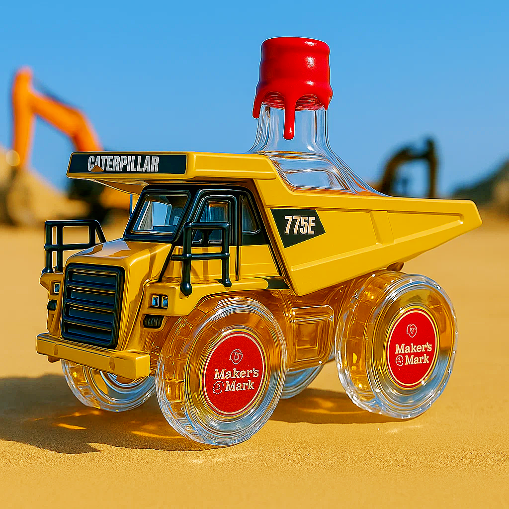 Caterpillar Dump Truck Whiskey Bottle