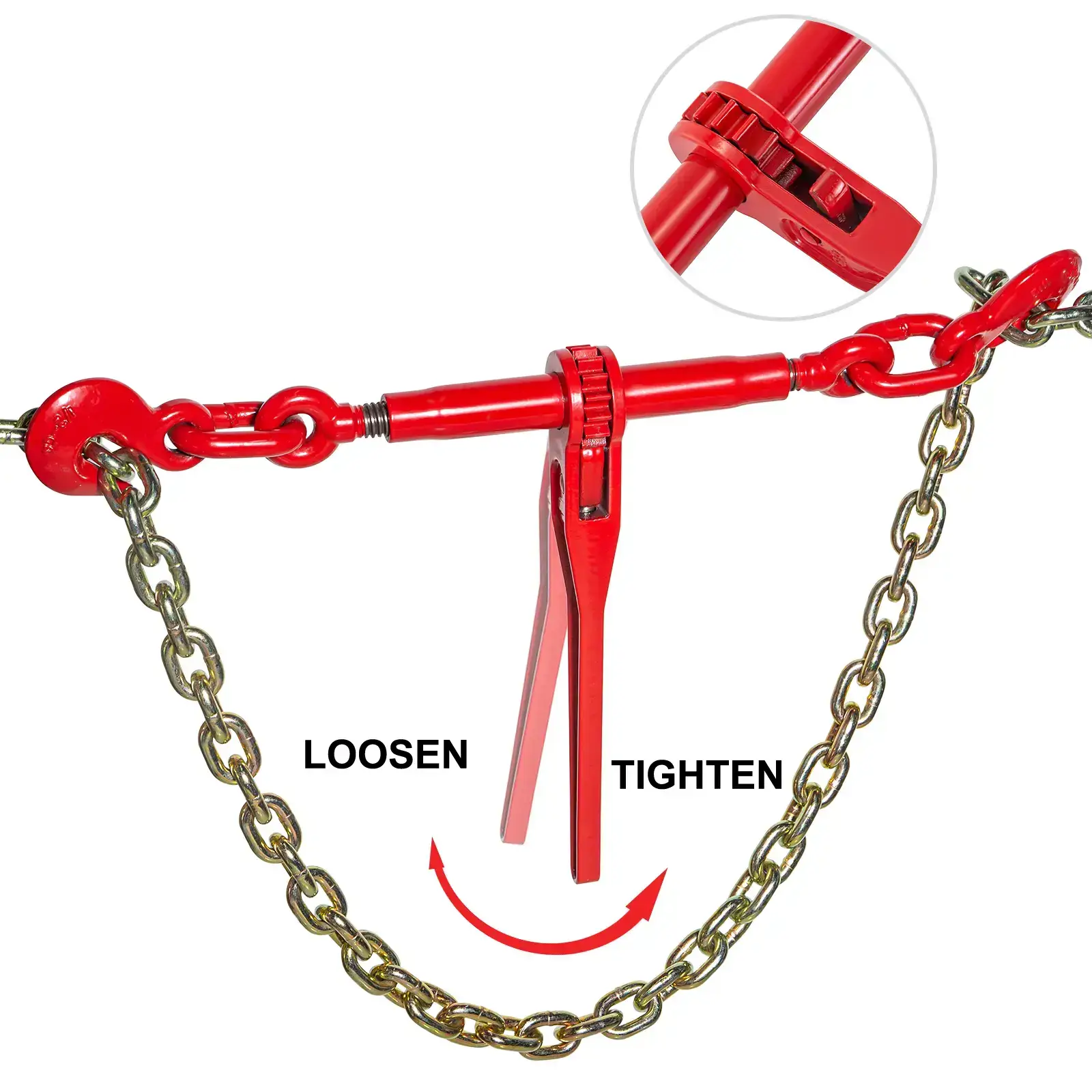 Chain and Binder Kit 3/8in-1/2in, Ratchet Load Binders 9215lbs Working Strength, Ratchet Binders and Chains, 3/8in x 10ft Chains with G70 Hooks, for Truck, Tie Down, Hauling, Towing