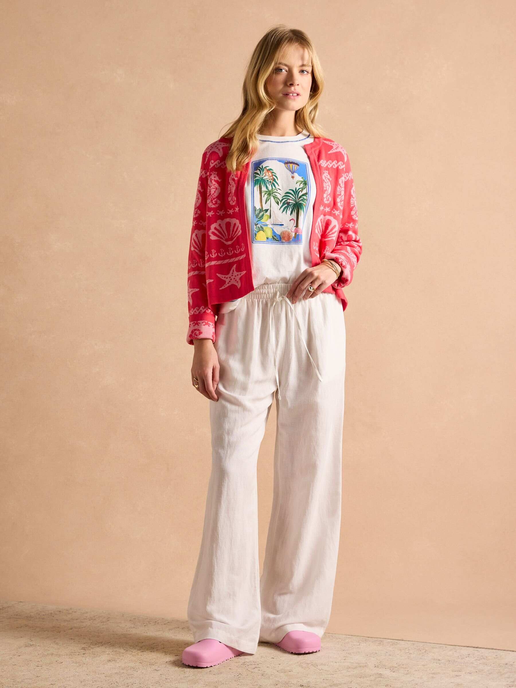Shelley Pink Knitted Cotton Cardigan