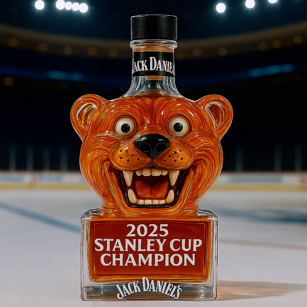 Florida Panthers Mascot 2025 Stanley Cup Champion Whiskey Bottle