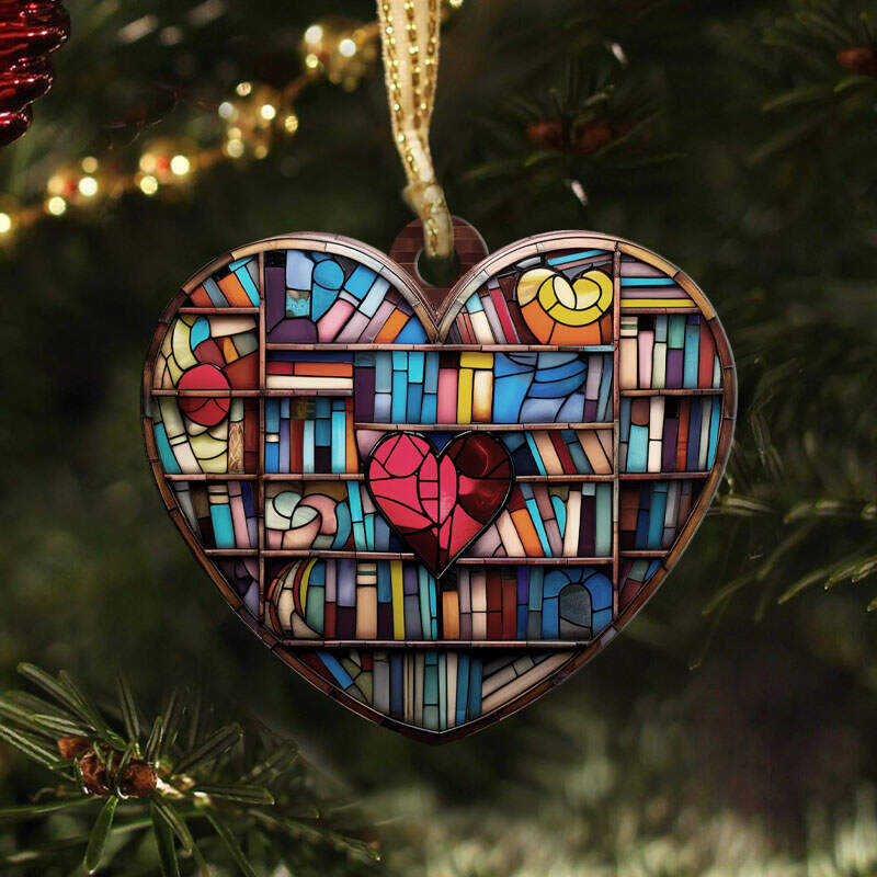 Heart-shaped Bookshelf Christmas Ornament