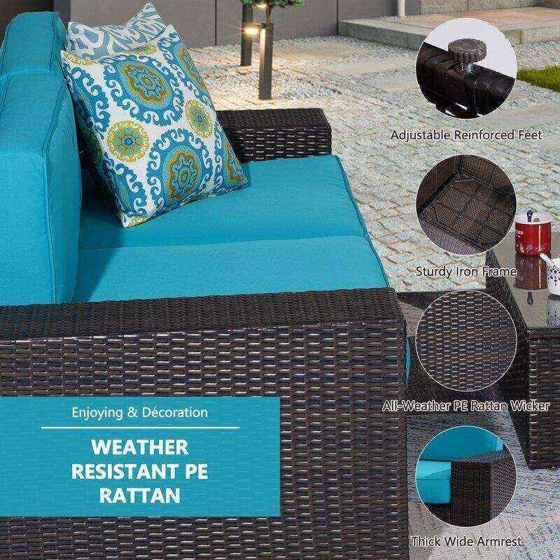 Kerwick Wicker/Rattan 5 - Person Seating Group with Cushions