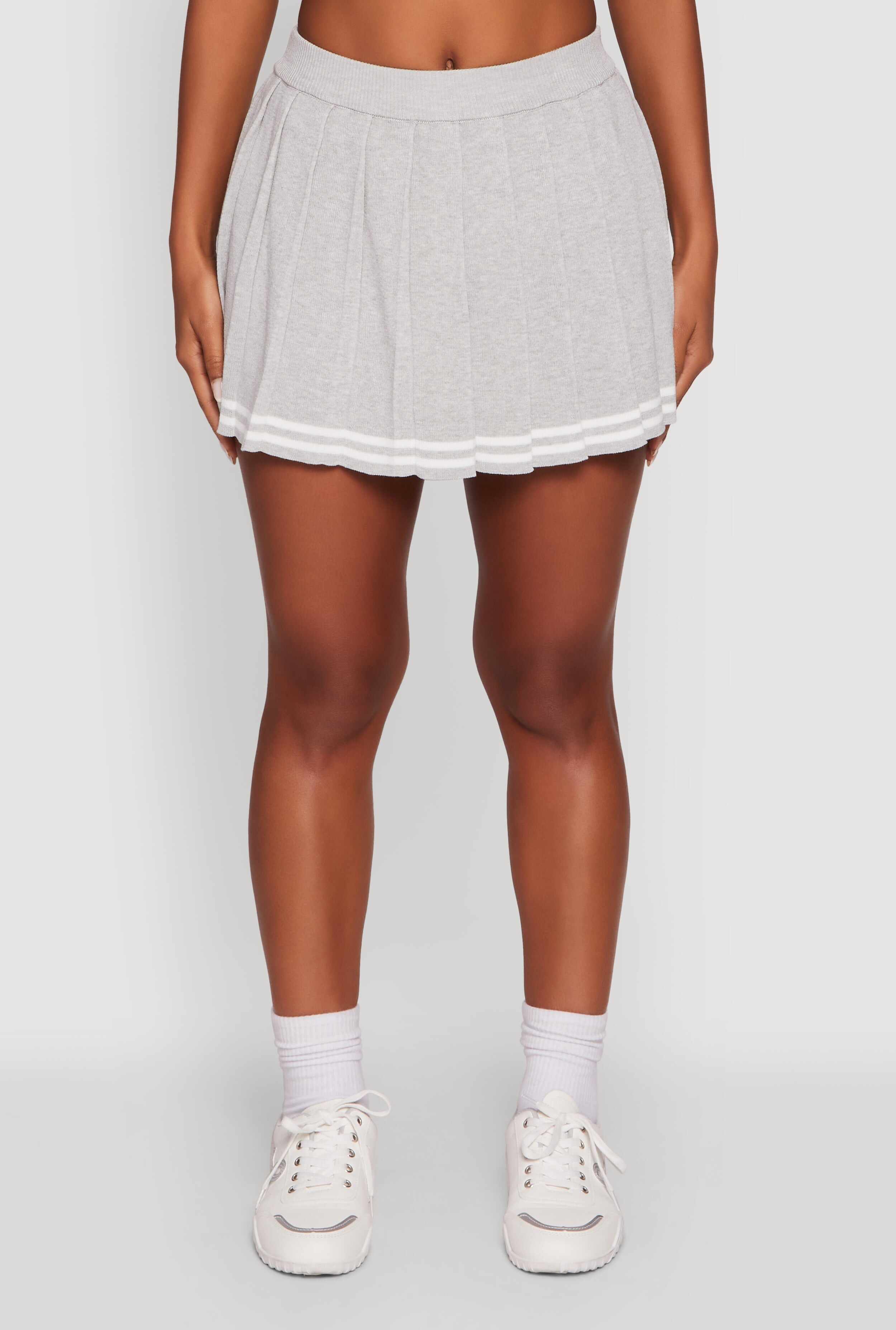 Varsity Stripe Pull On Pleated Skort