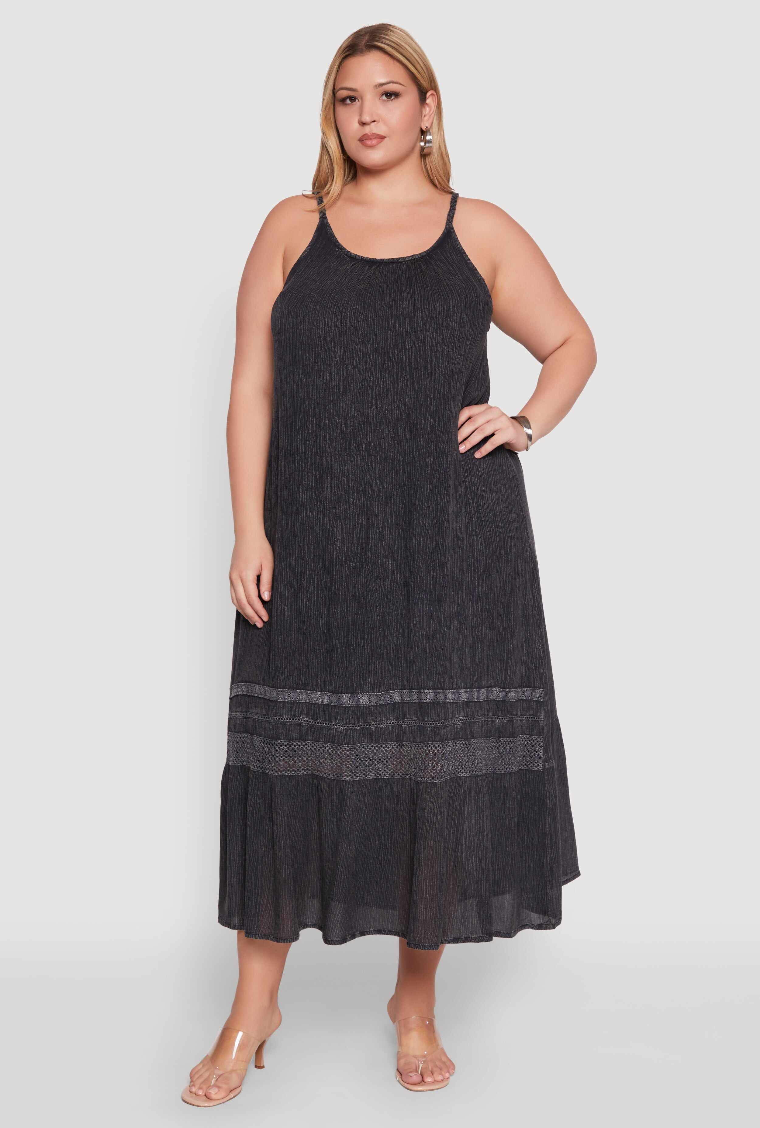 Plus Size Ruffle Trim Maxi Dress