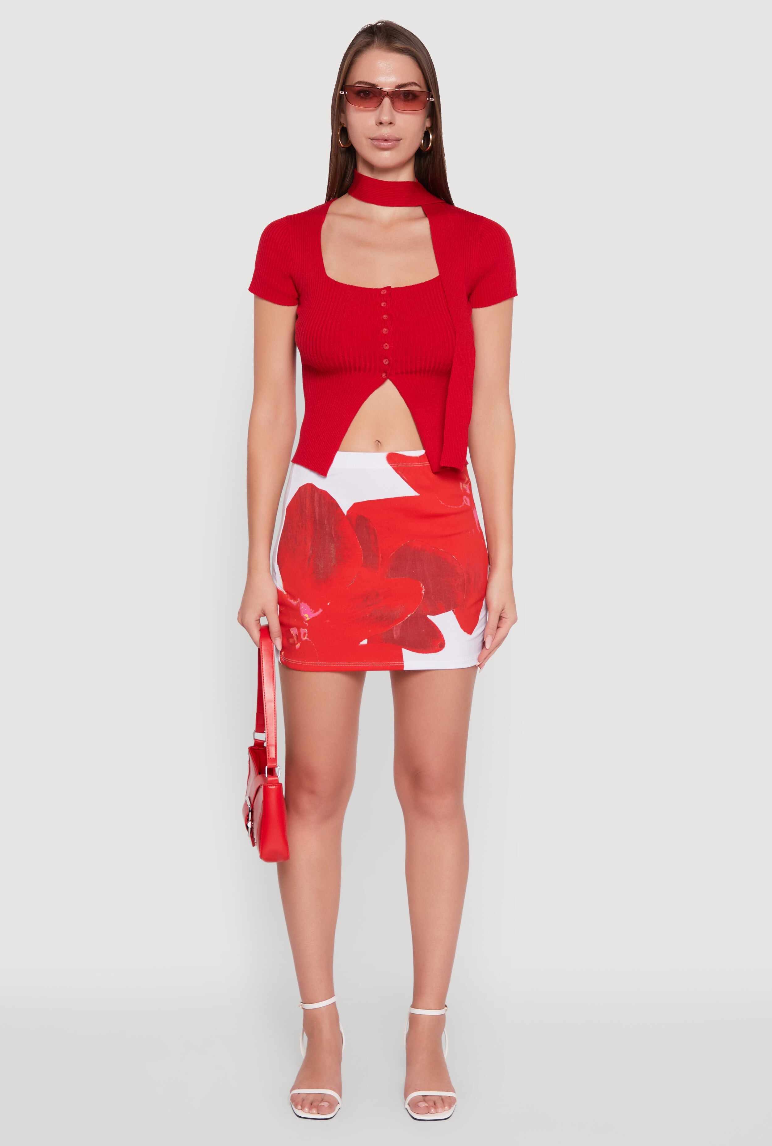 Abstract Flower Mini Skirt