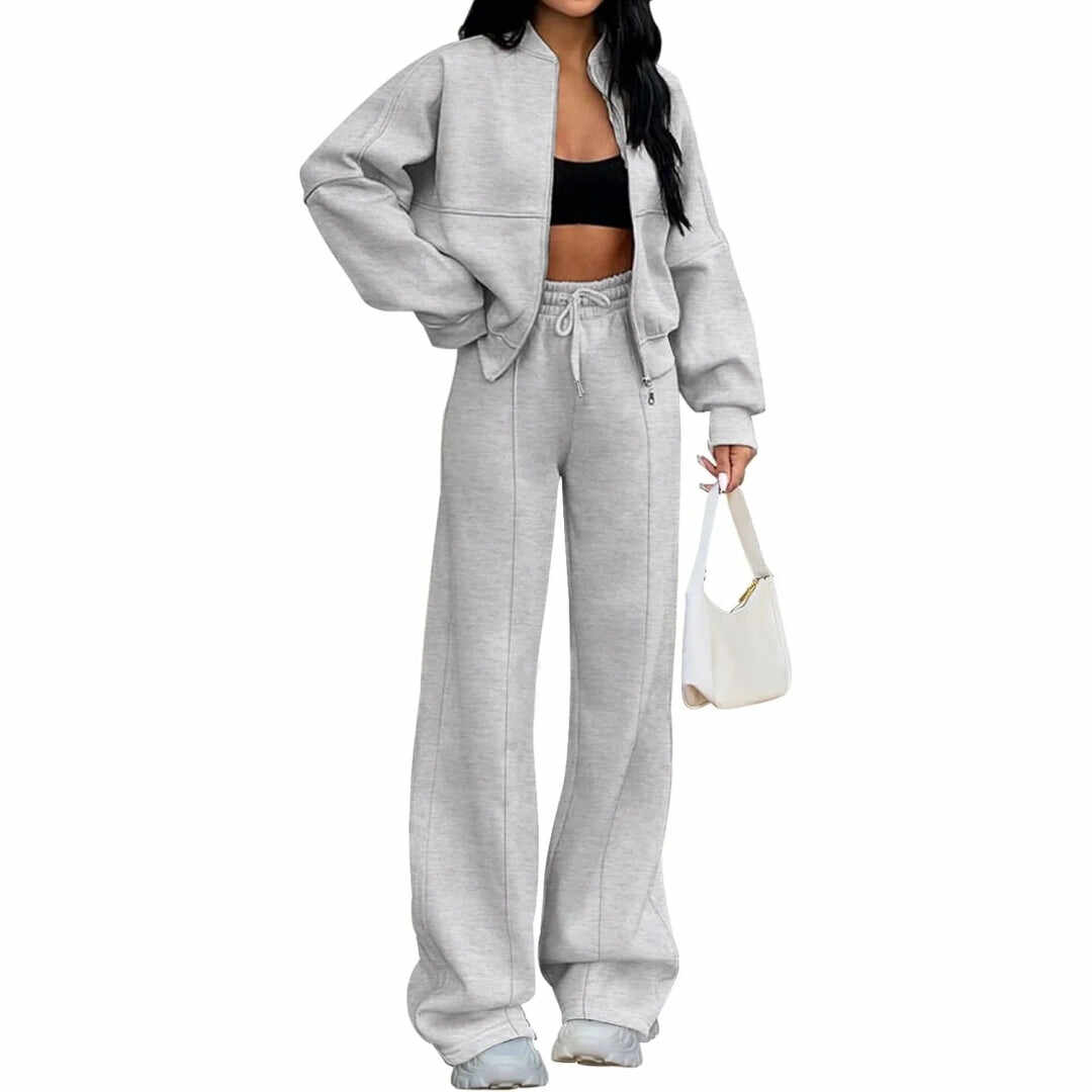 Spring Sale🔥Women's Fall 2 Piece Sweatsuits Set Long Sleeve Zip Up Sweatshirt Wide Leg Sweatpants Lounge Sets