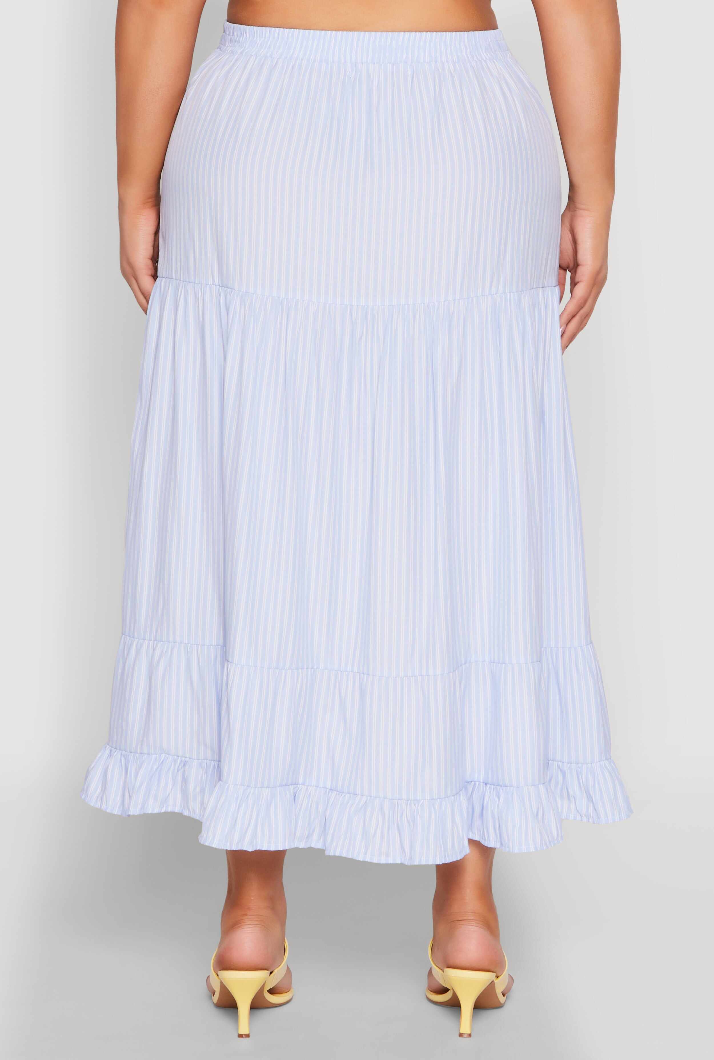 Plus Size Almost Famous Striped Tiered Maxi Skirt