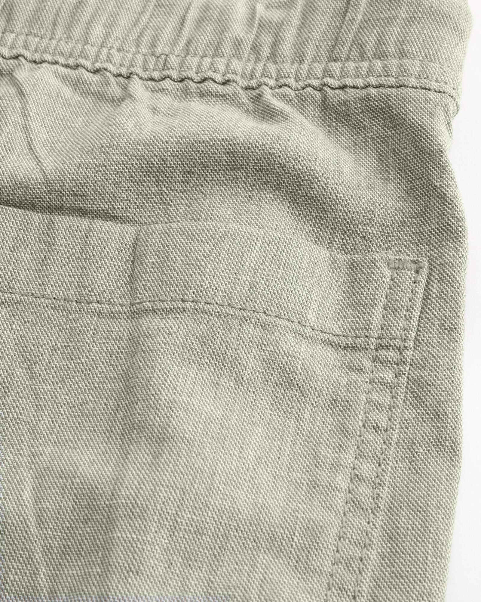 Linen-Blend Flex Waist Baggy Pants