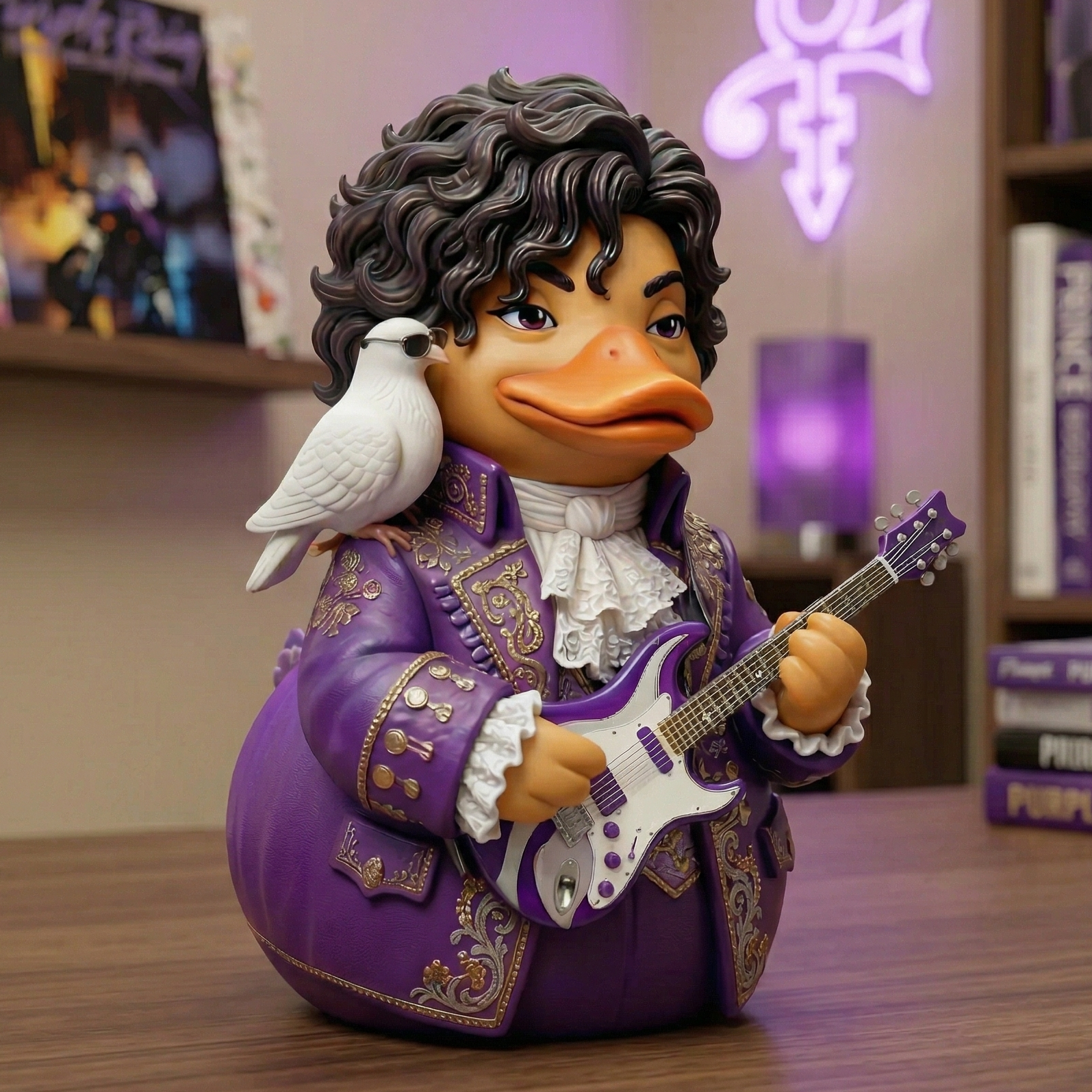 🎸 Prince Tribute Purple Rain Rubber Duck - Music Legend Collectible！