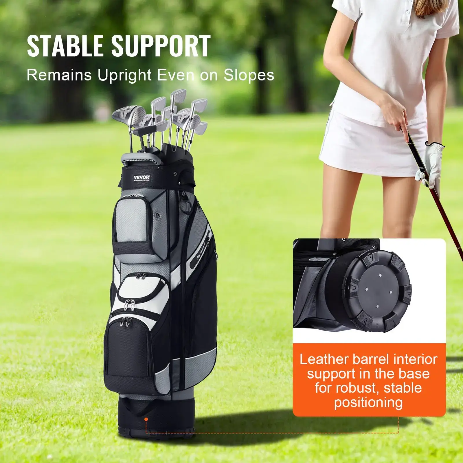 Golf Cart Bag with 14 Way Organizer Divider Top,  41” 13 Pockets Premium Nylon Cart Bag, Durable Golf Bags with Handles & Dust Cover & Detachable Straps for Men & Women, Black Color-Block