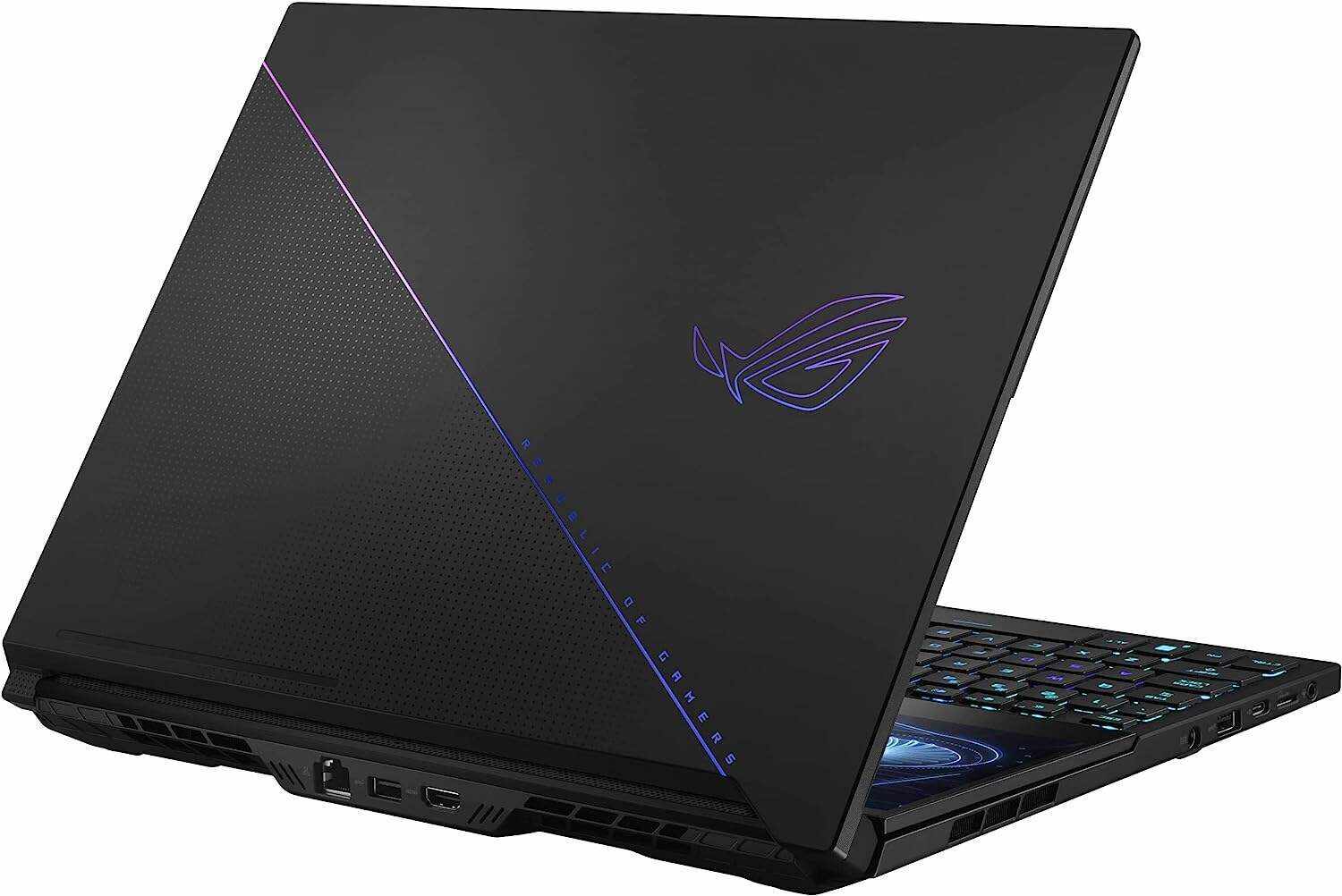 ROG Zephyrus Duo 16 (2022) Gaming Laptop, 16” Mini LED 240Hz/3ms, QHD 16:10 Display, 100% DCI-P3, NVIDIA GeForce RTX 4080, AMD Ryzen 9 7945HX, 32GB DDR5, 1TB SSD, Windows 11 Pro, GX650PZ-XS96