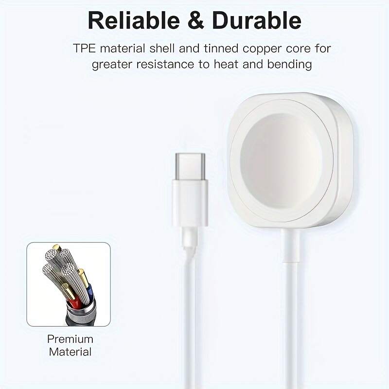 Fast Wireless Charger for Apple Watch - Strong Magnetic Connection, Rapid Fast Charging, Portable Design with USB Cable - Compatible with All Apple Watch Series 9 8 7 6 SE 5 4 3 2 1