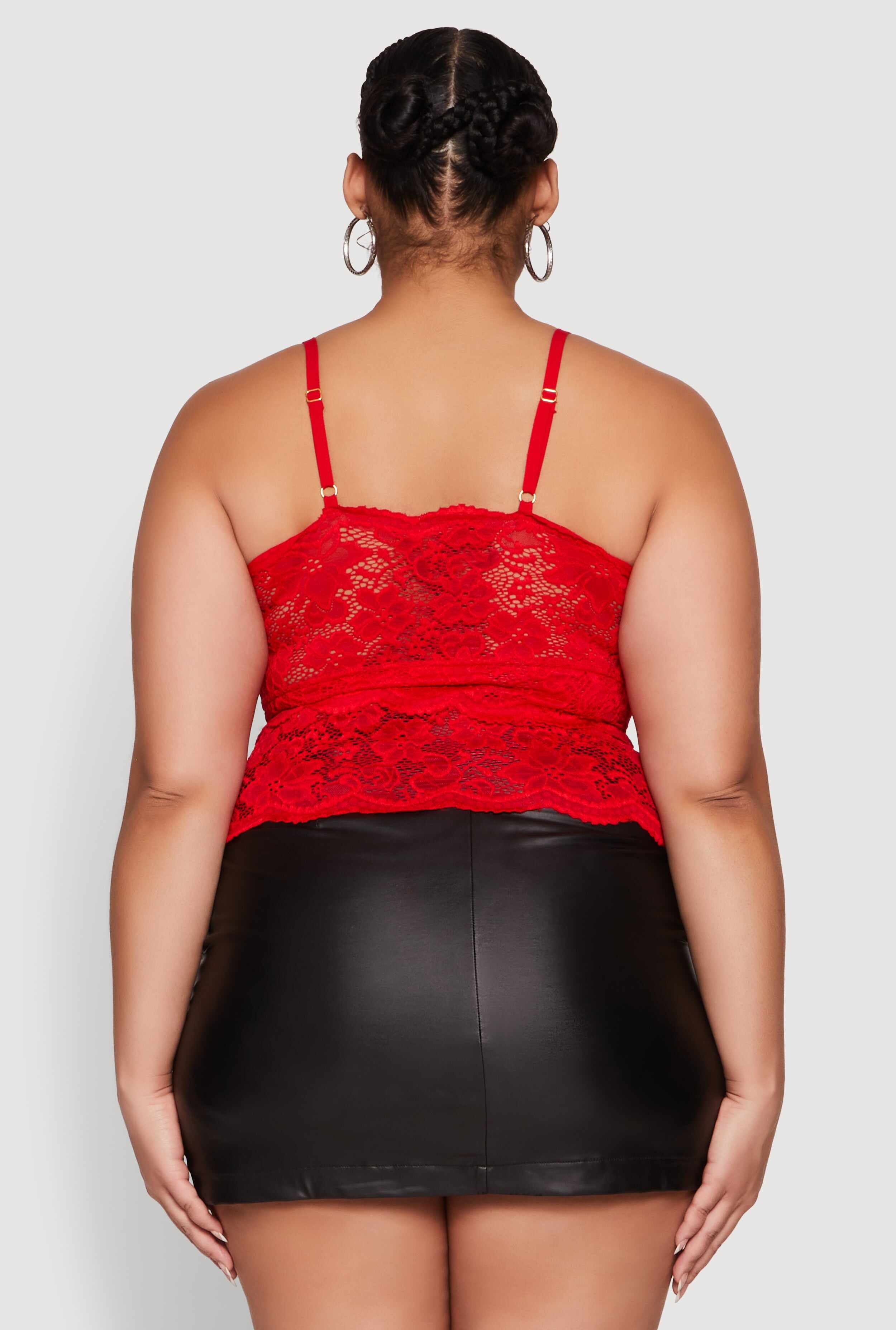 Plus Size Floral Lace Keyhole Cami