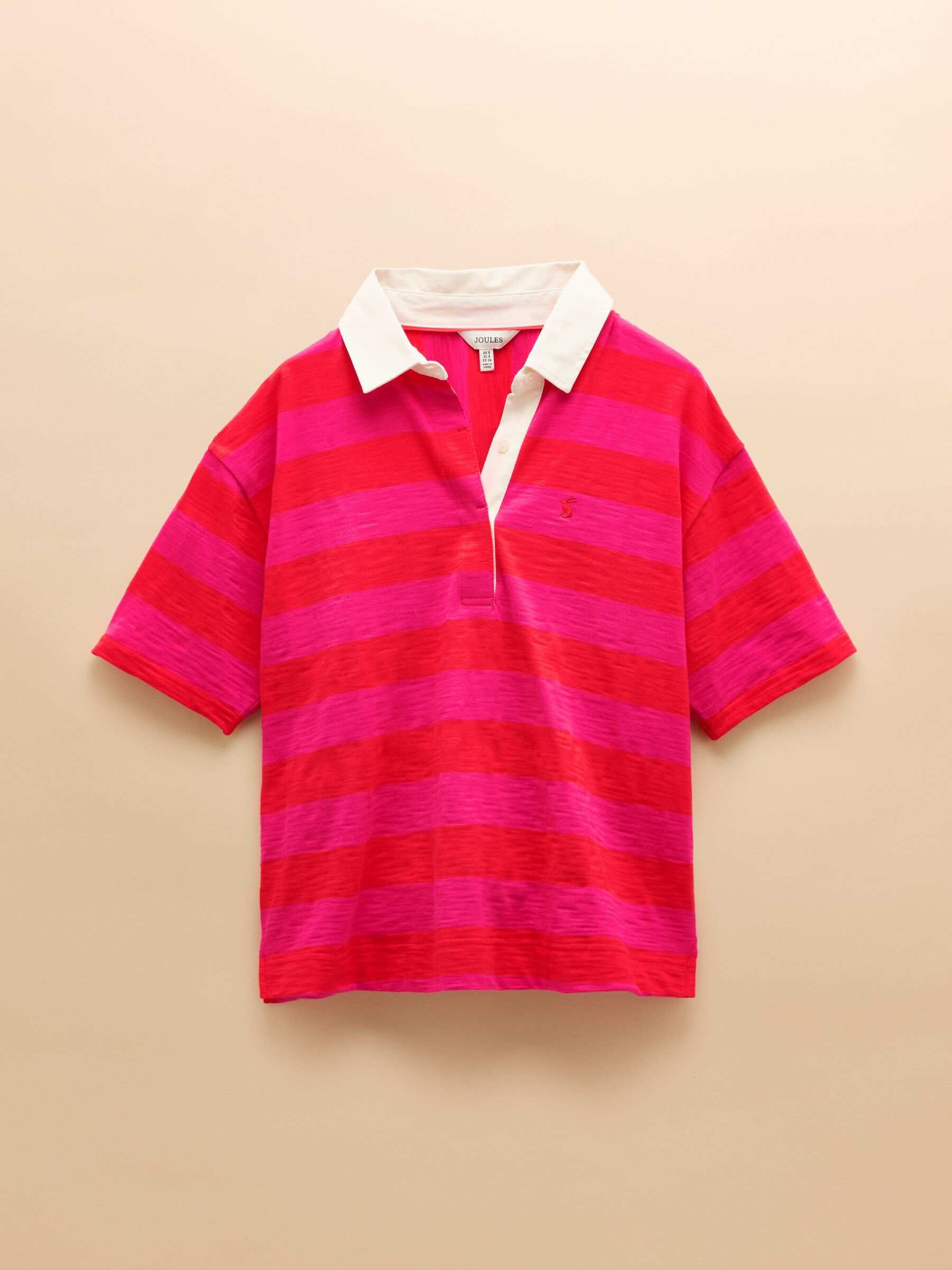 Leighton Pink Stripe Short Sleeve Cotton Slub Rugby Top