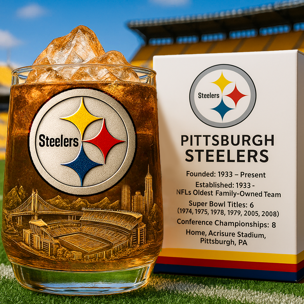 Pittsburgh Steelers Terrible Towel 50th Anniversary Whiskey Glass