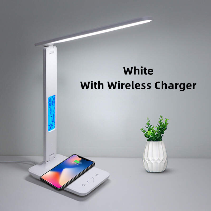 1pc OTHAI LED Desk Lamp, Office Table Lamp With Wireless Charger, Suitable For Home, Office Dimmable Desk Lamp, With USB Charging Port, Built-in Clock, Calendar, Thermometer And Reading Desk Lamp